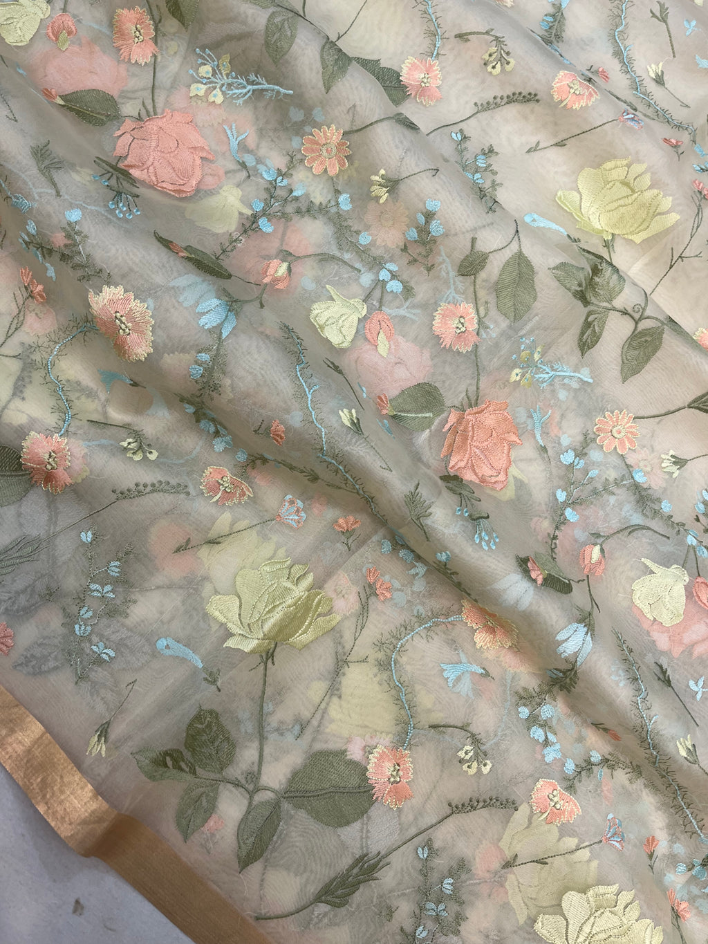 Pure Organza Chikankari Handloom Banarasi Saree