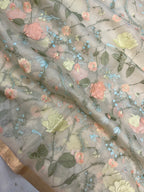 Pure Organza Chikankari Handloom Banarasi Saree