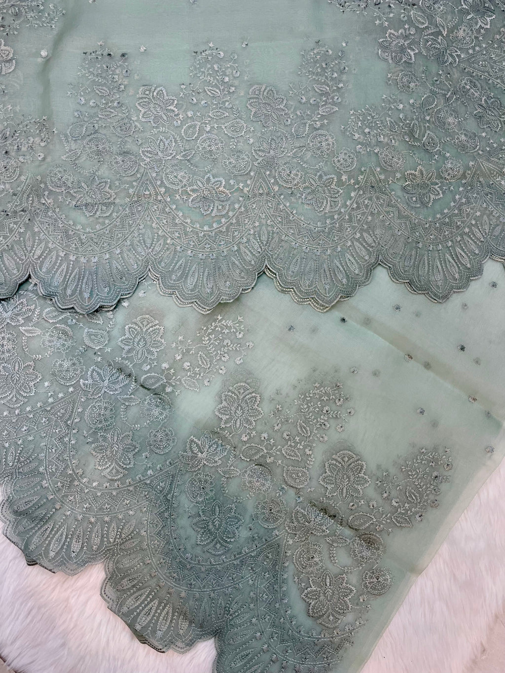 Pure Organza Embroidery work Suit Dupatta