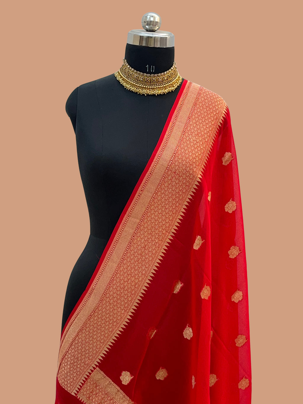 Red Color Pure Chiffon Dupatta