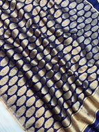 Navy Blue Pure Tissue Silk Handloom Banarasi Saree