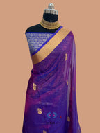 Purple Color Pure Tissue Handloom Banarasi Saree