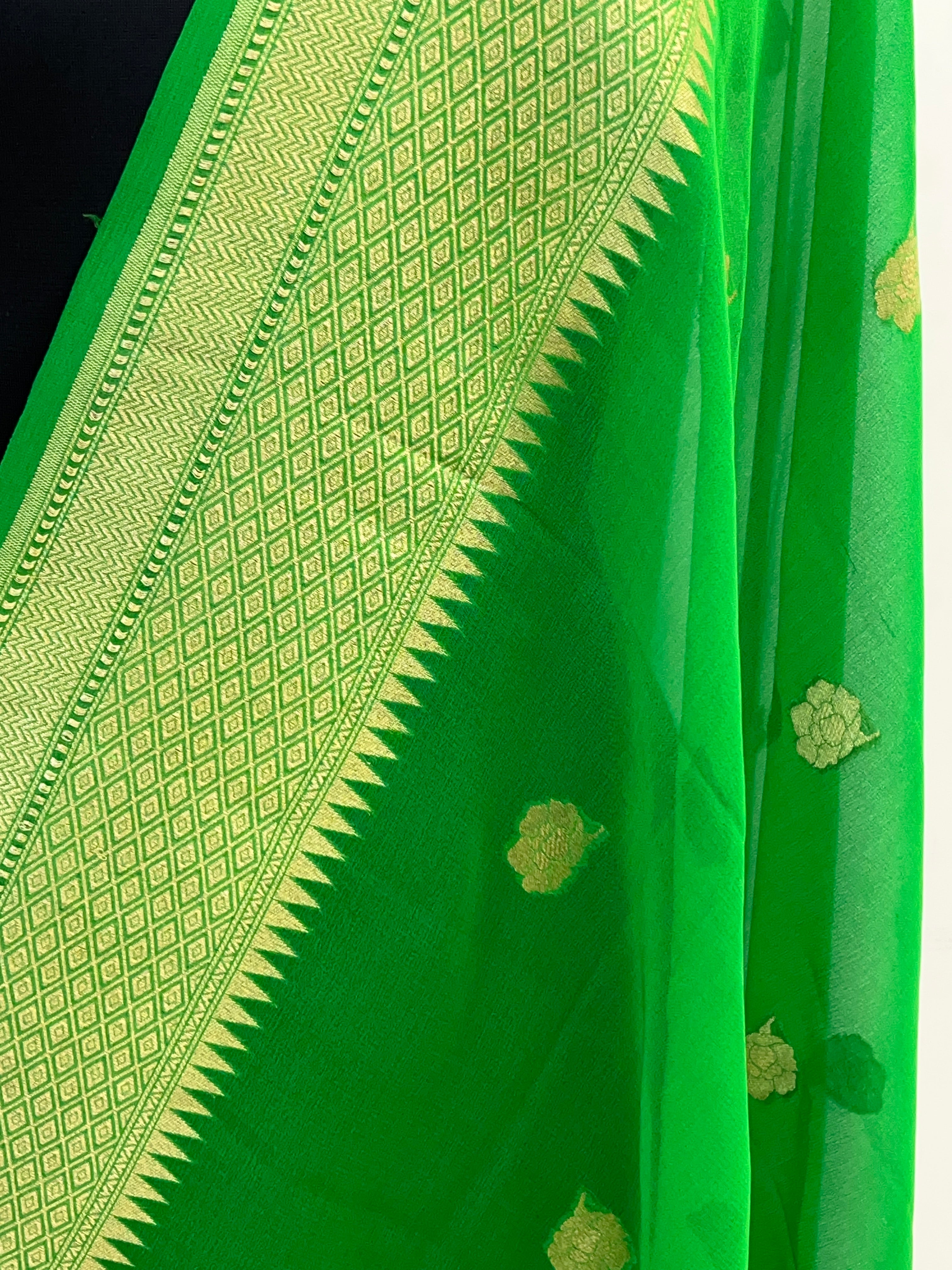 Green Color Pure Chiffon Banarasi Dupatta