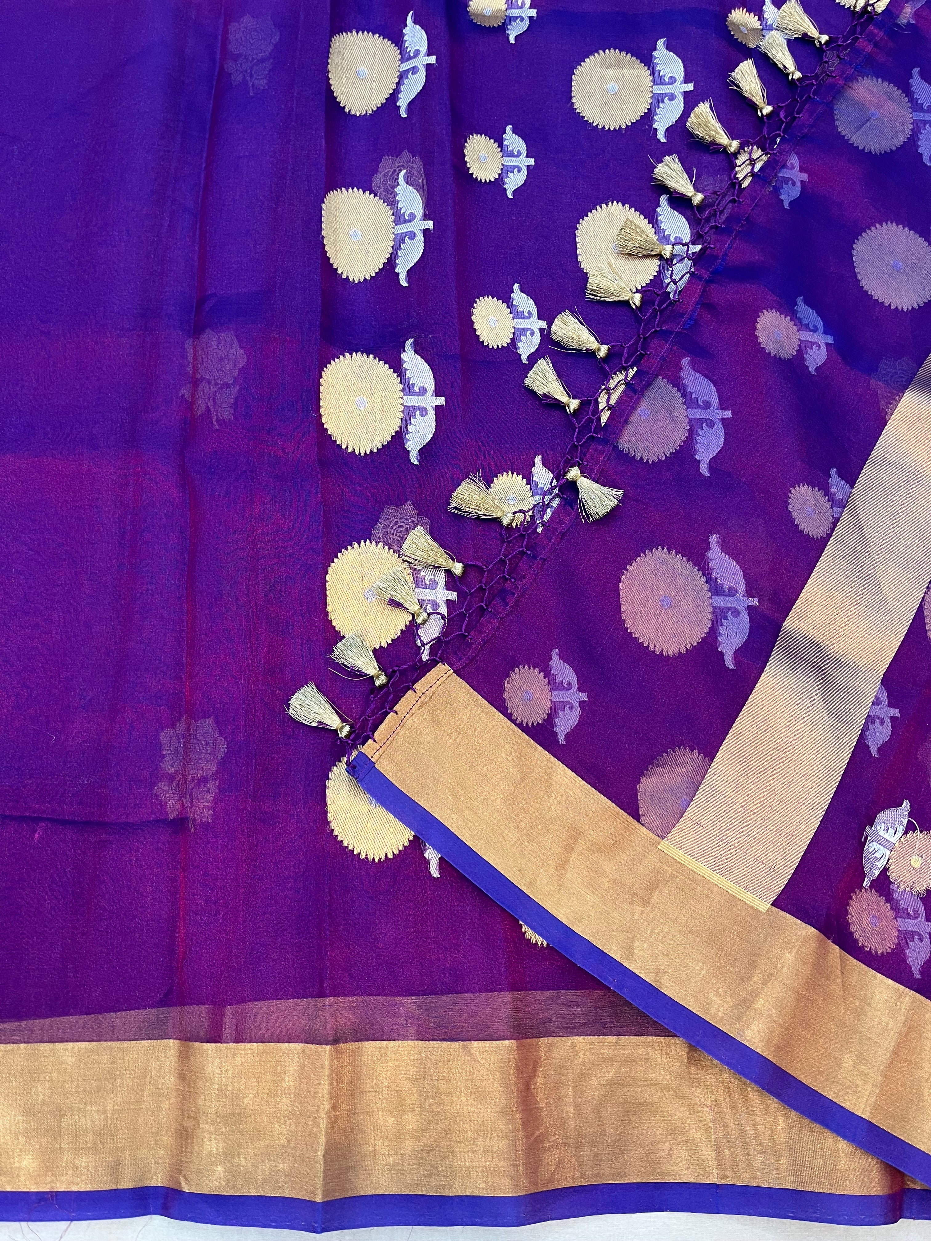 Purple Color Pure Tissue Handloom Banarasi Saree