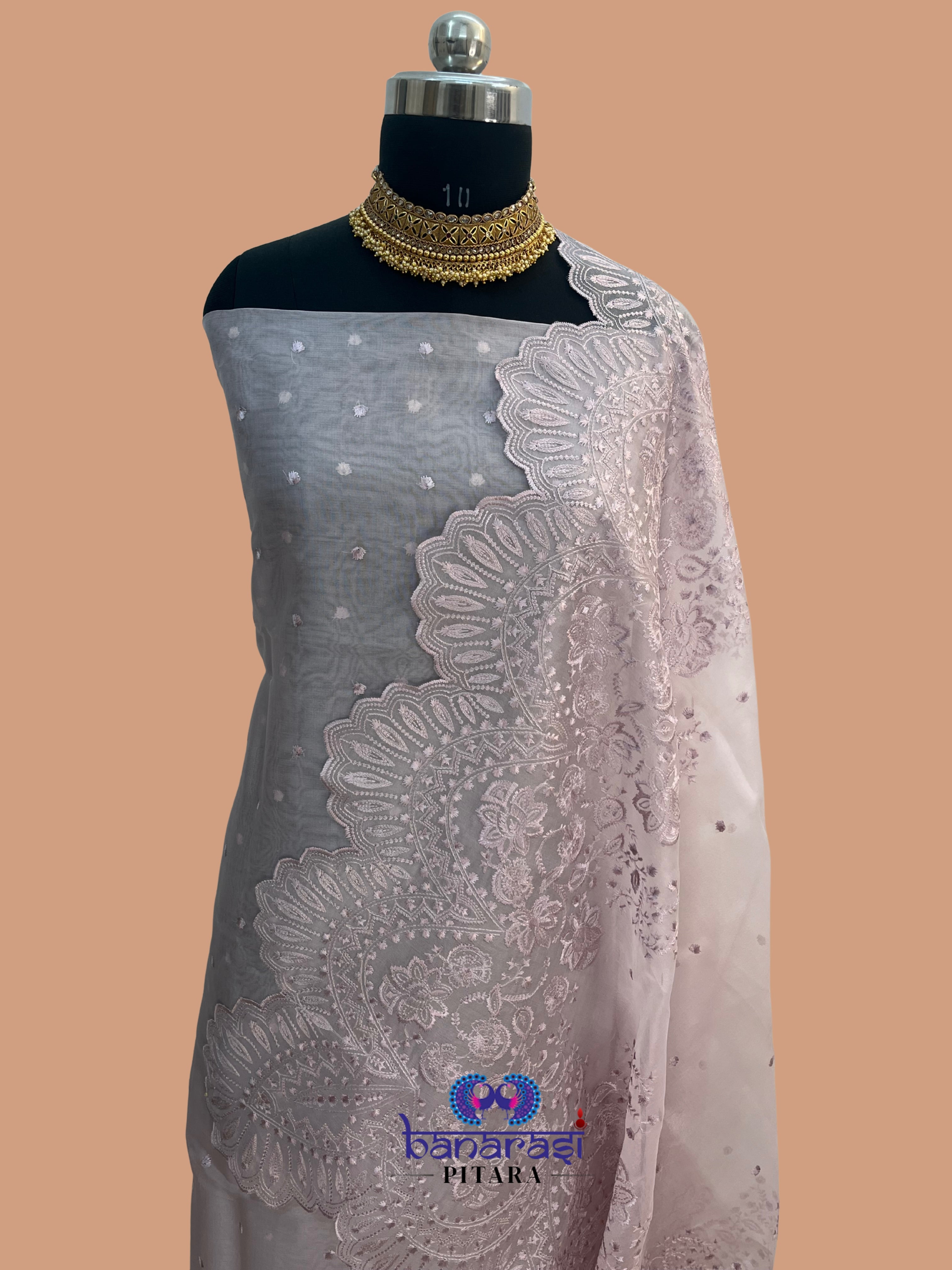 Pure Organza Embroidery work Suit Dupatta