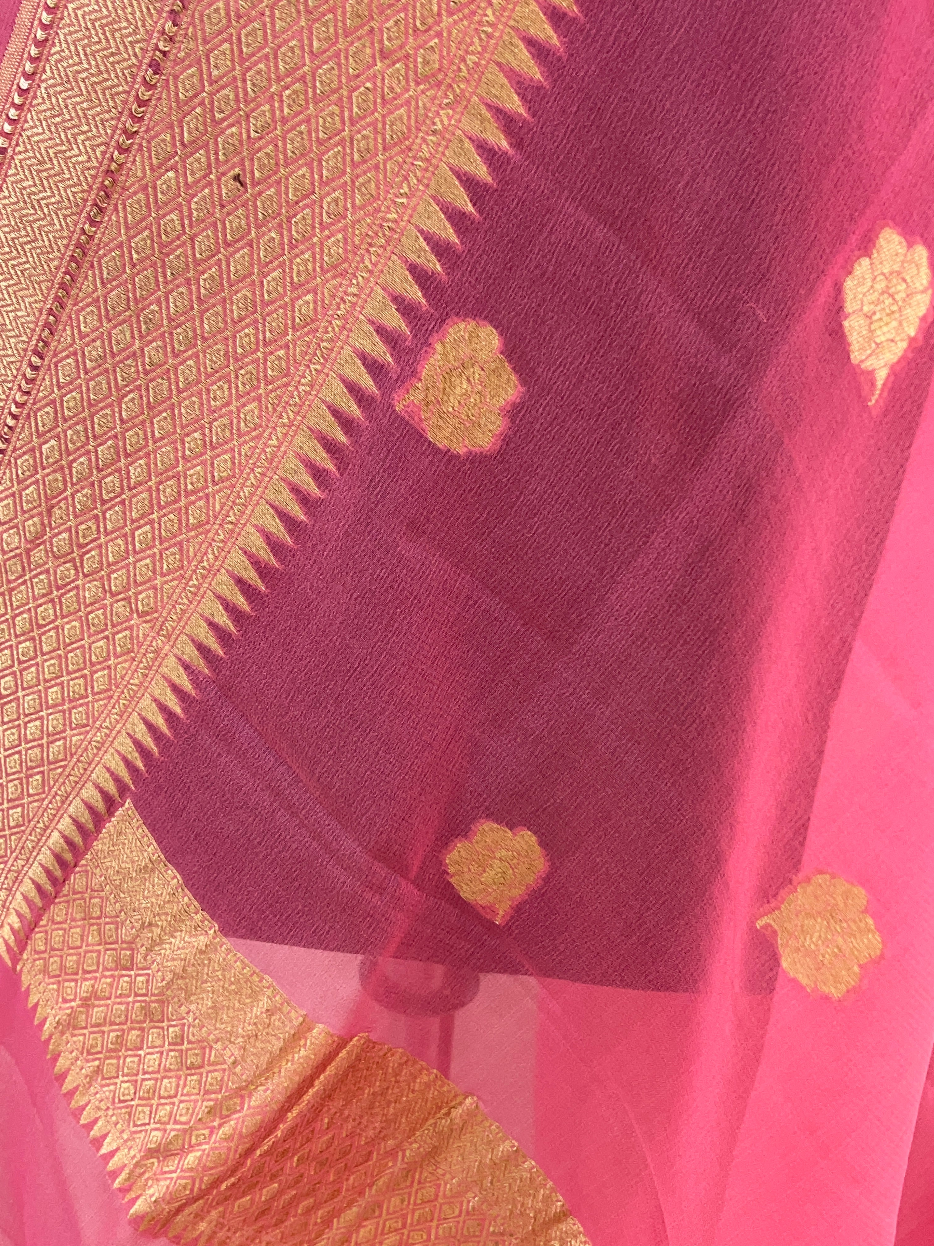 Pink Color Pure Chiffon Dupatta