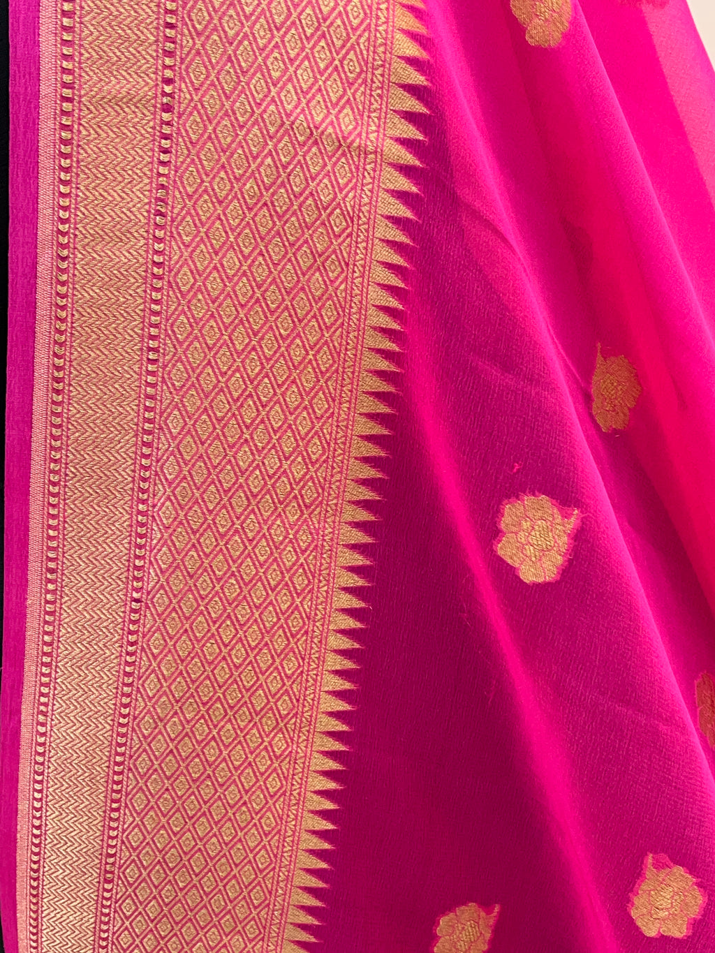 Rani Color Pure Chiffon Banarasi Dupatta
