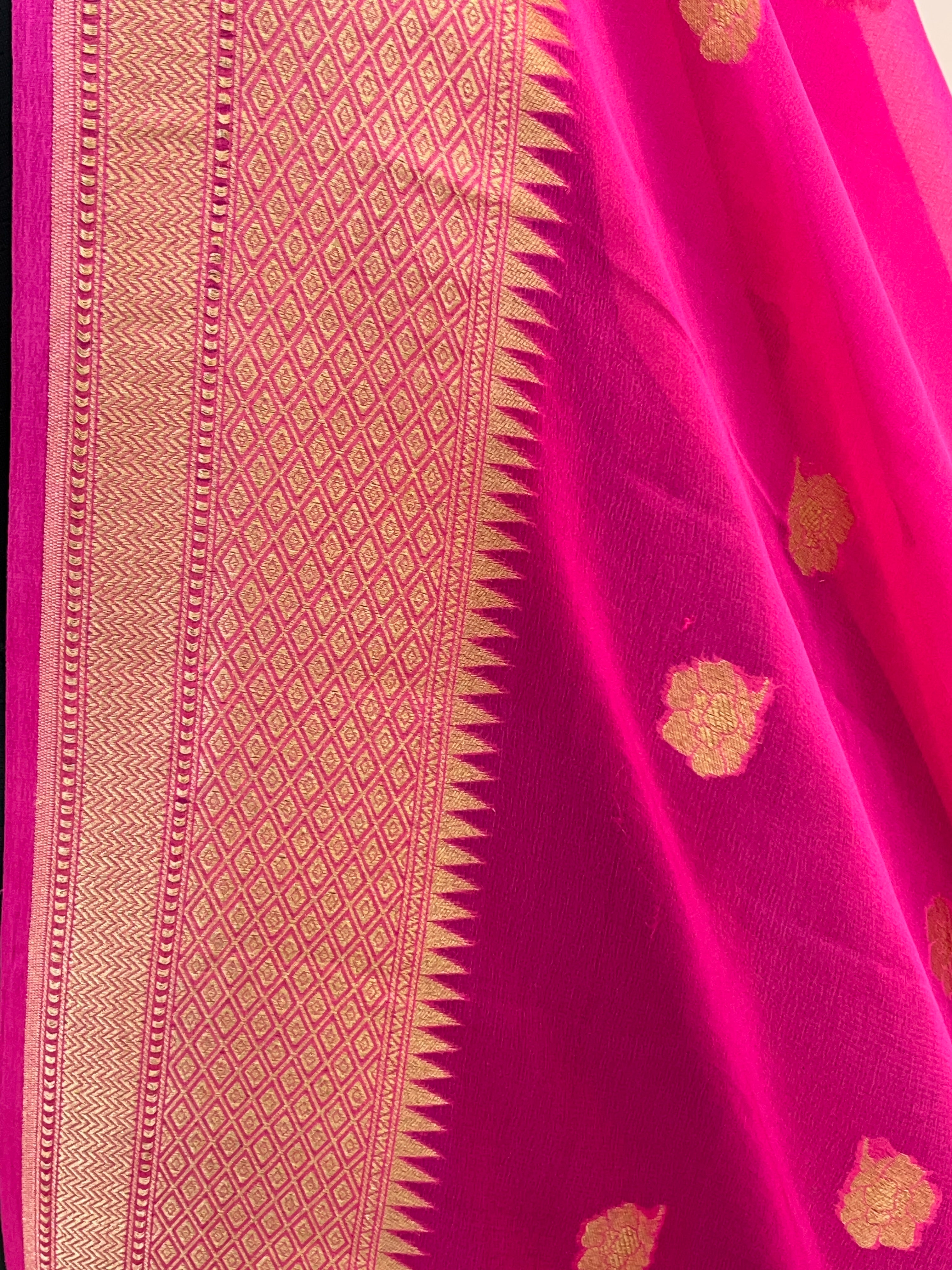 Rani Color Pure Chiffon Banarasi Dupatta