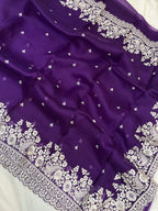 Pure Organza Embroidery Banarasi Saree