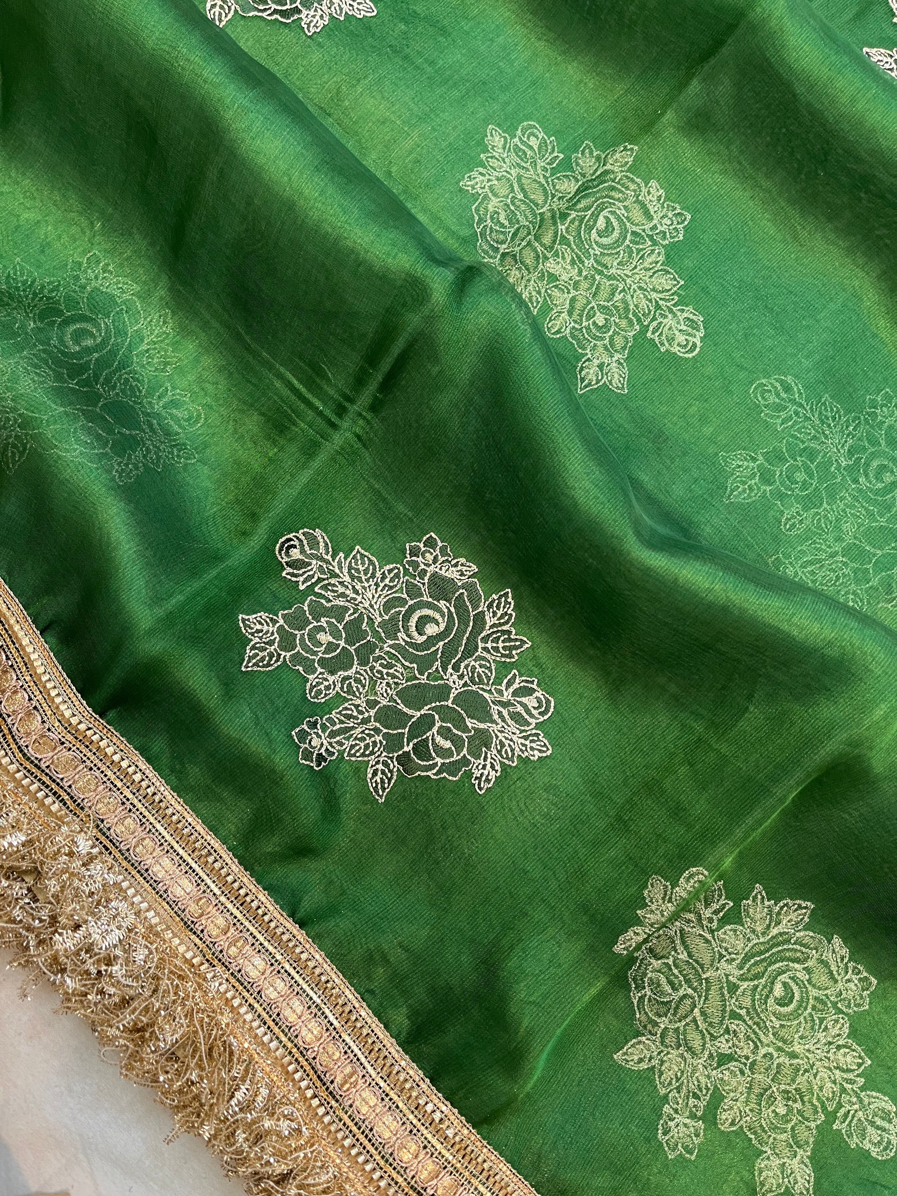 Pure Tissue Silk with Lace Work Banarasi Saree
