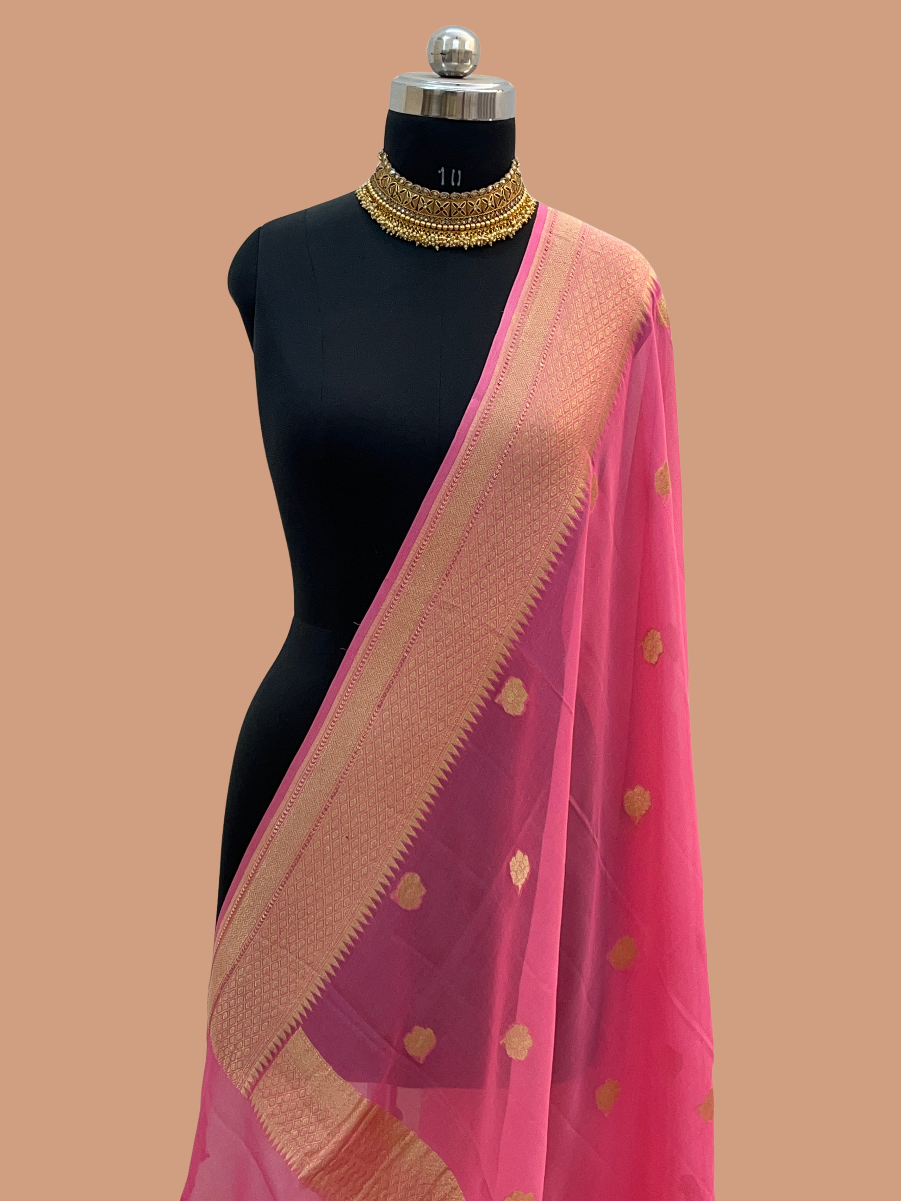Pink Color Pure Chiffon Dupatta