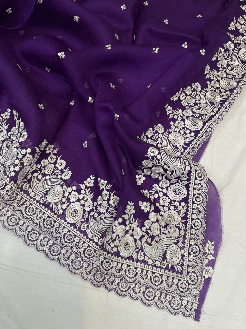 Pure Organza Embroidery Banarasi Saree