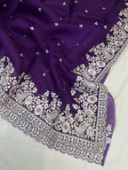Pure Organza Embroidery Banarasi Saree