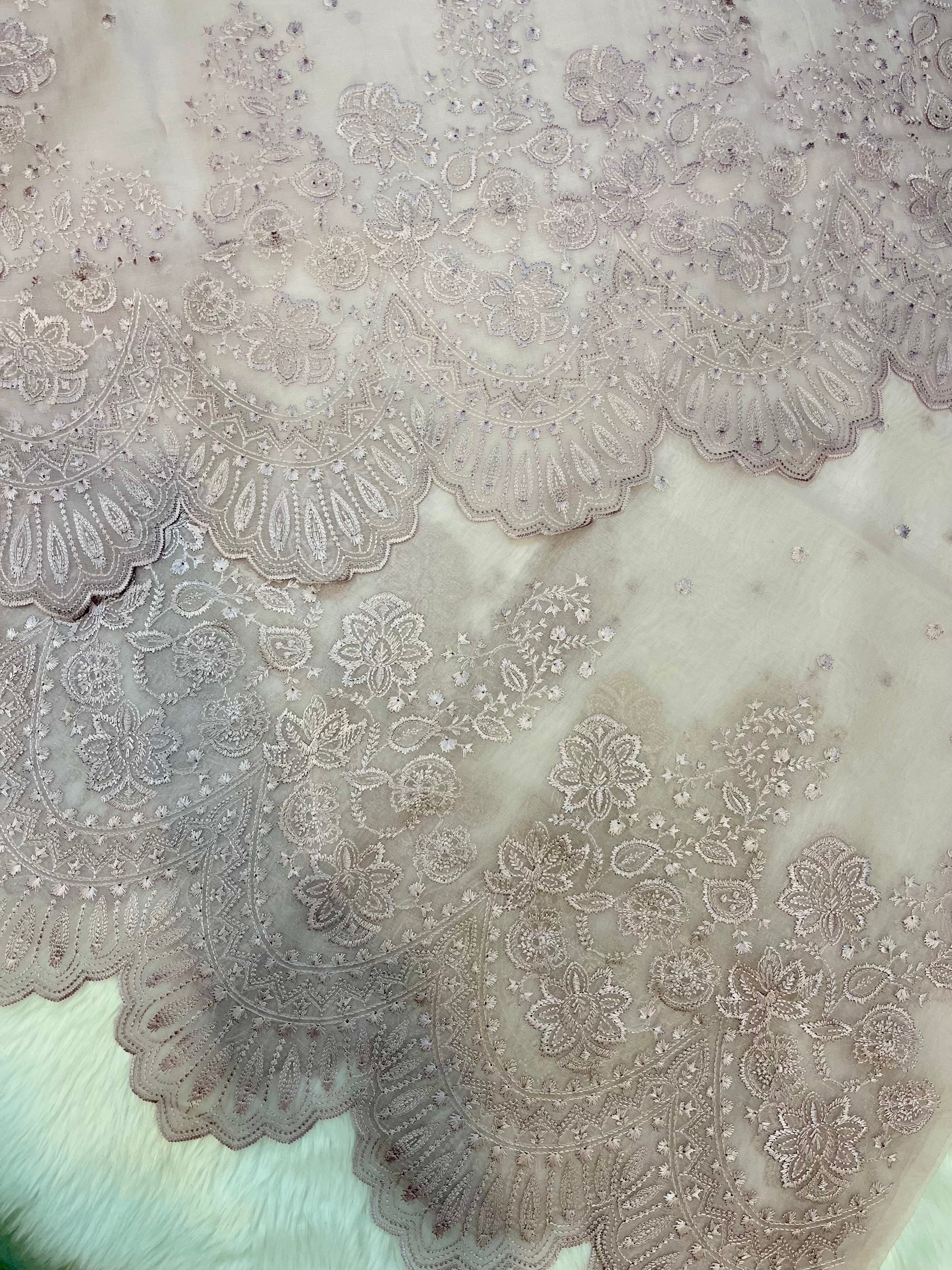 Pure Organza Embroidery work Suit Dupatta