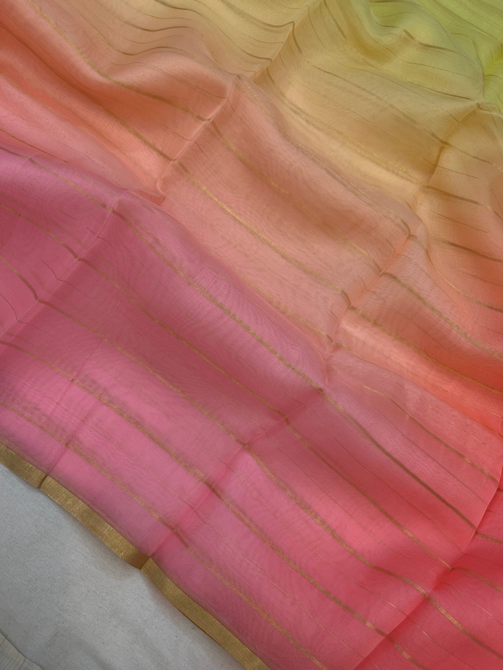 Pure Organza Plain Multi Banarasi Saree