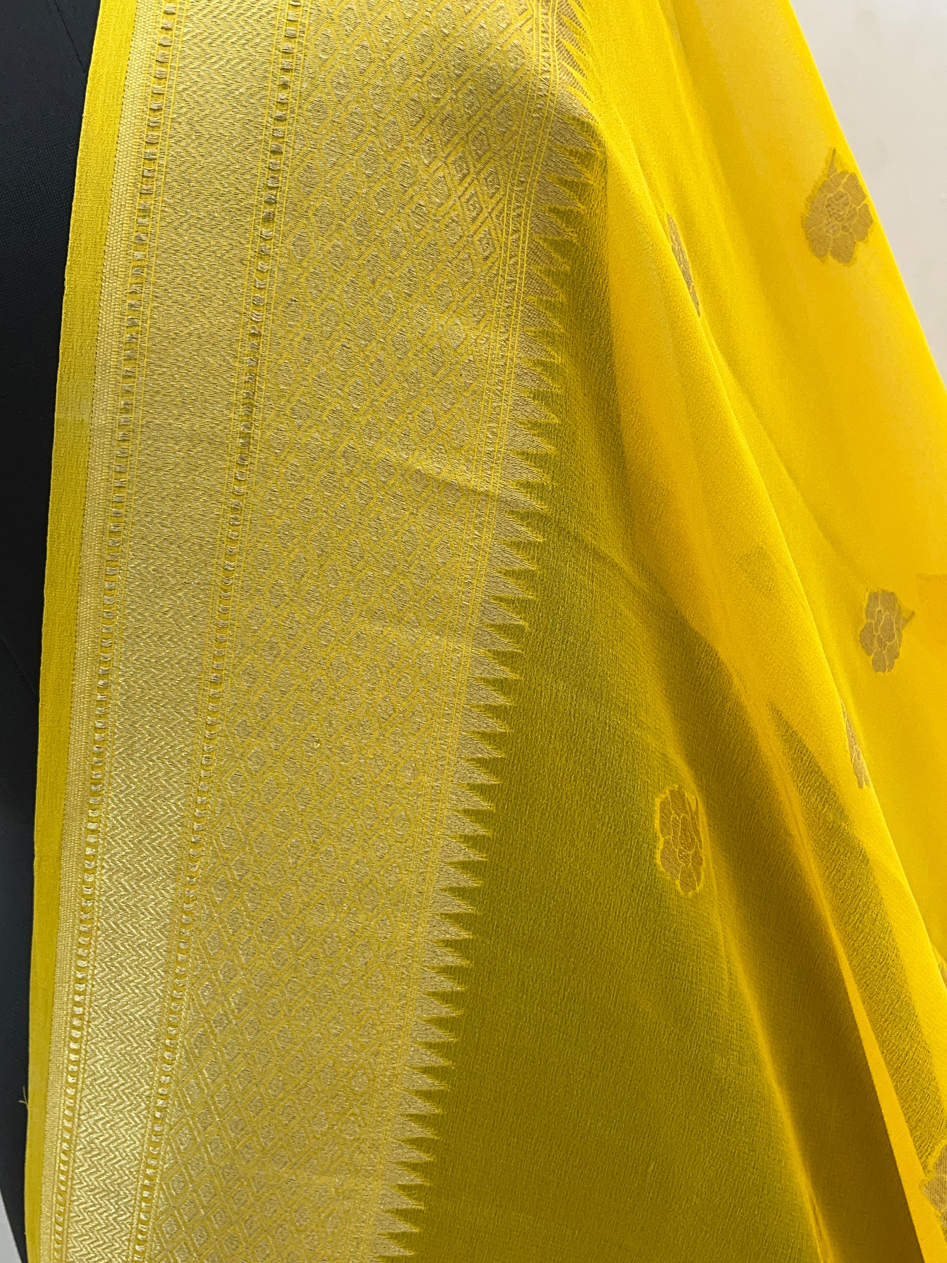 Yellow Color Pure Chiffon Dupatta
