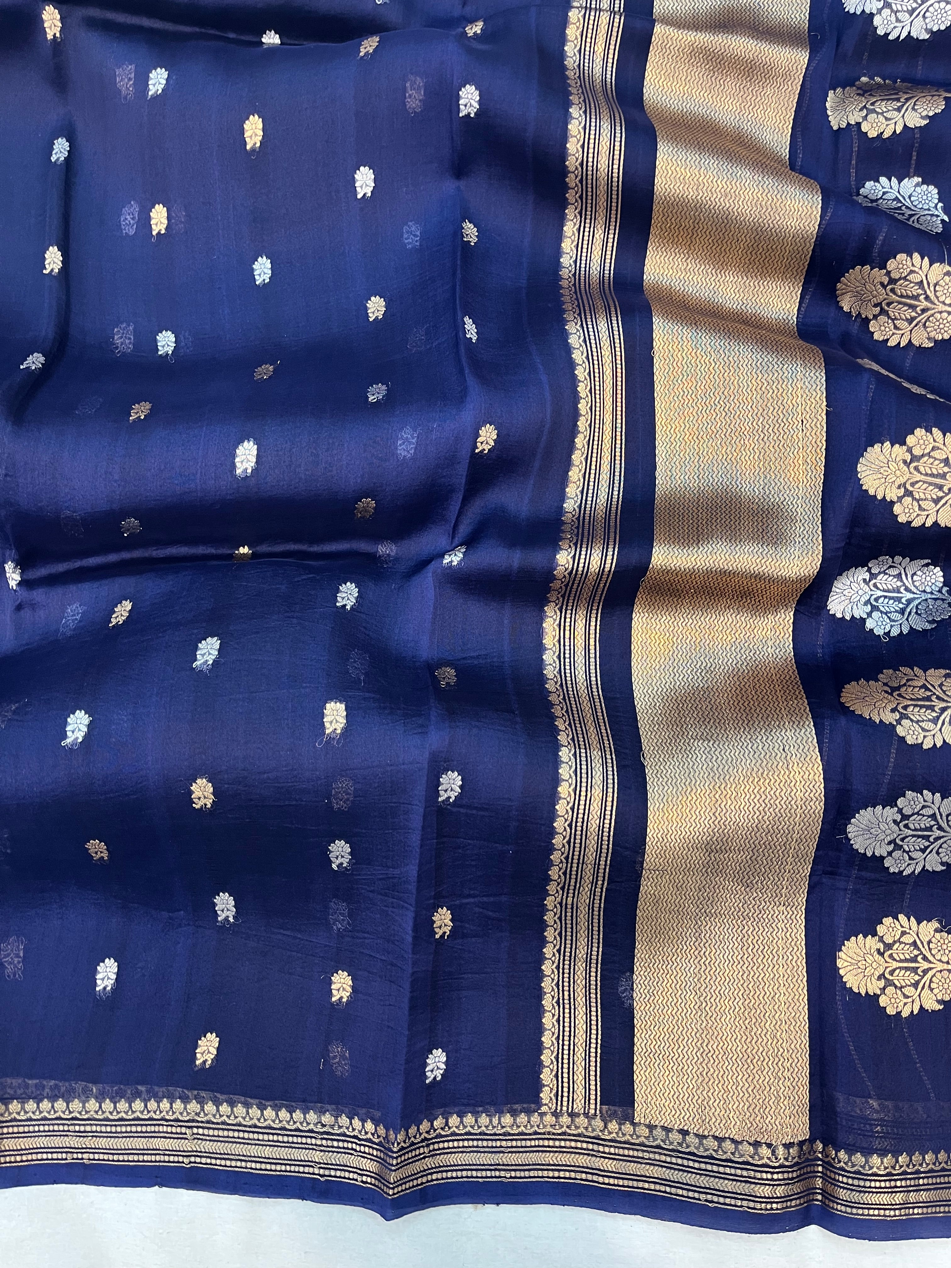 Pure Organza Handloom Banarasi Saree with Sona Rupa Buti