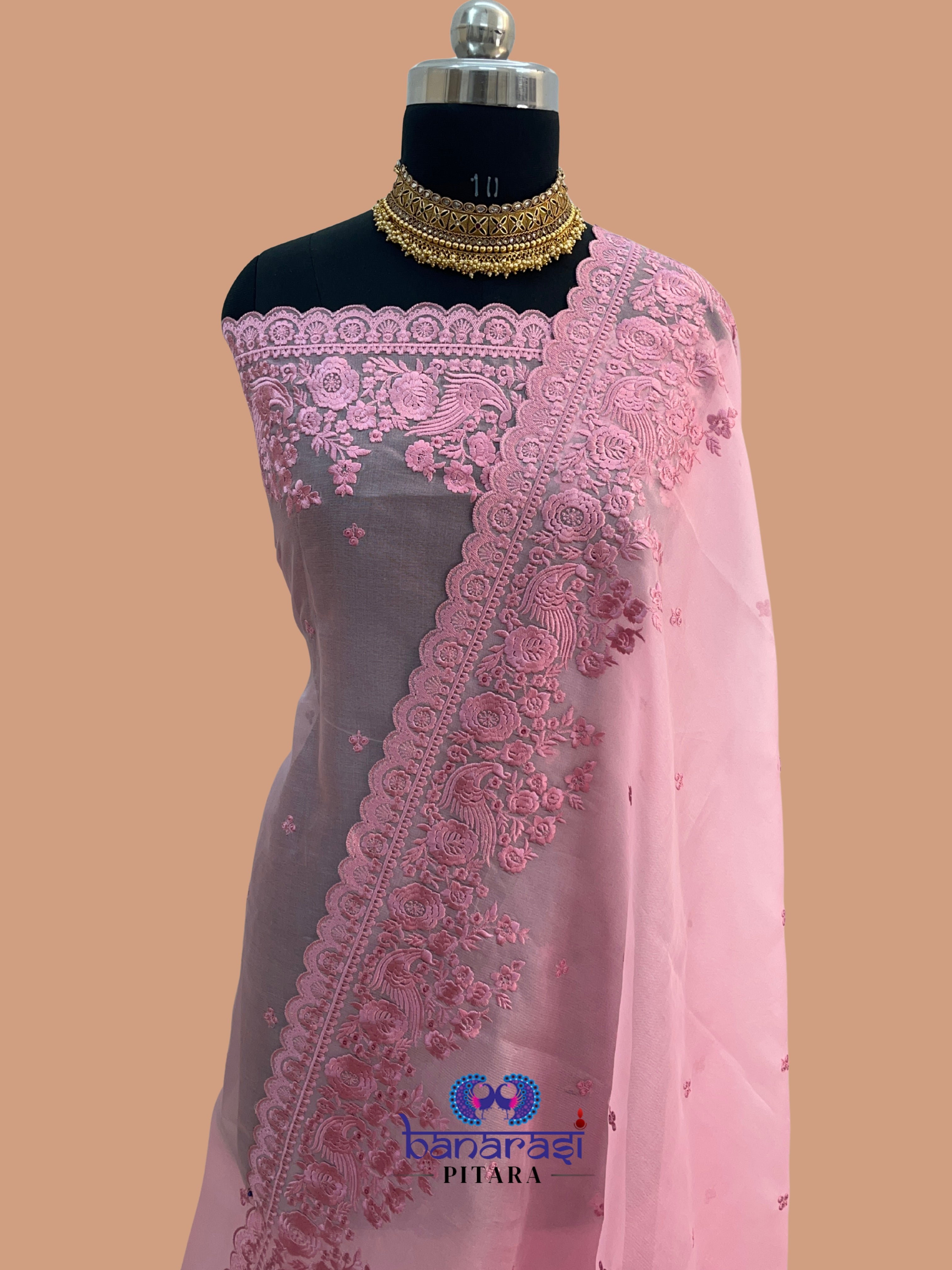 Pure Organza Embroidery Banarasi Suit Dupatta