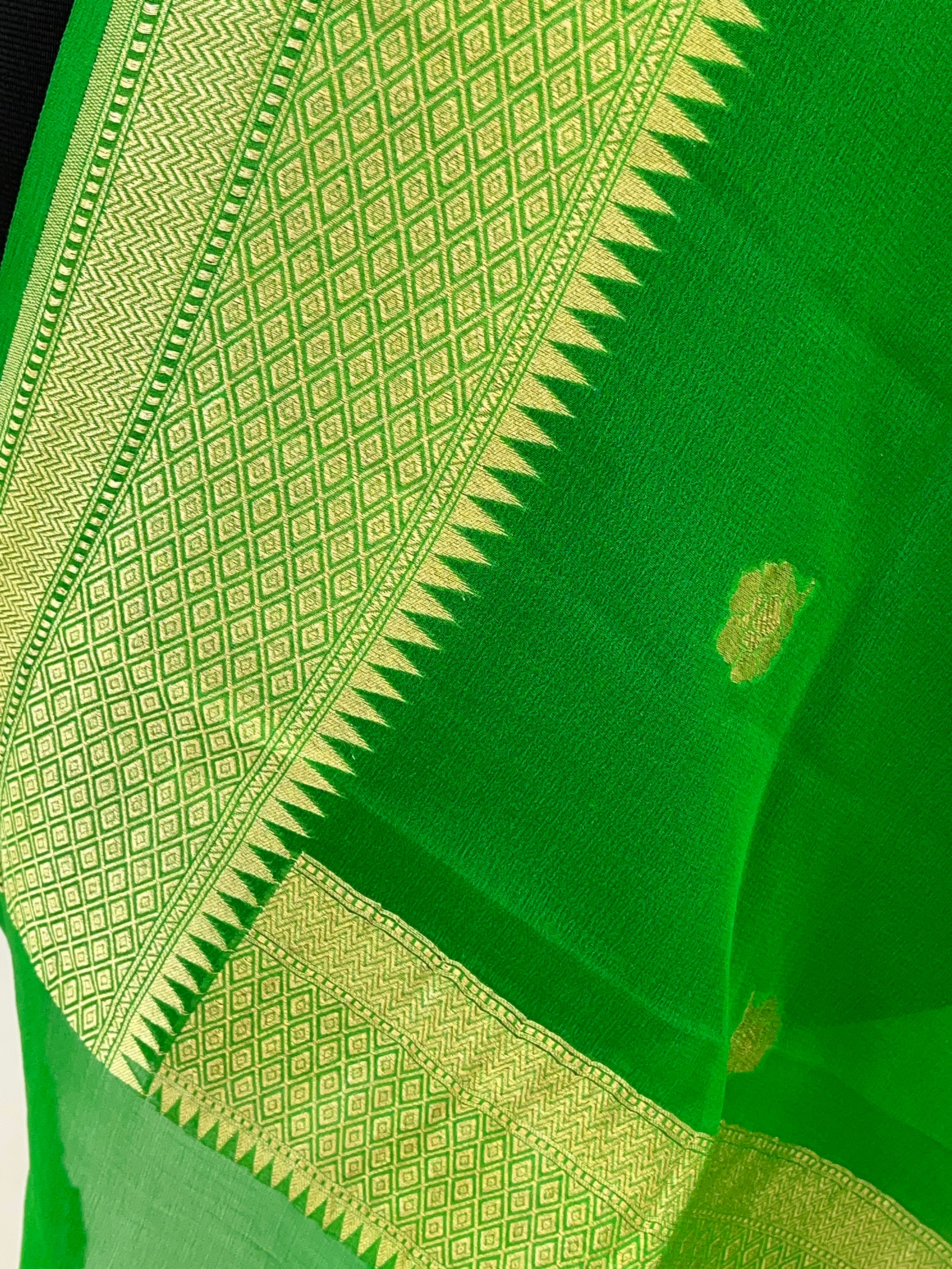 Green Color Pure Chiffon Banarasi Dupatta