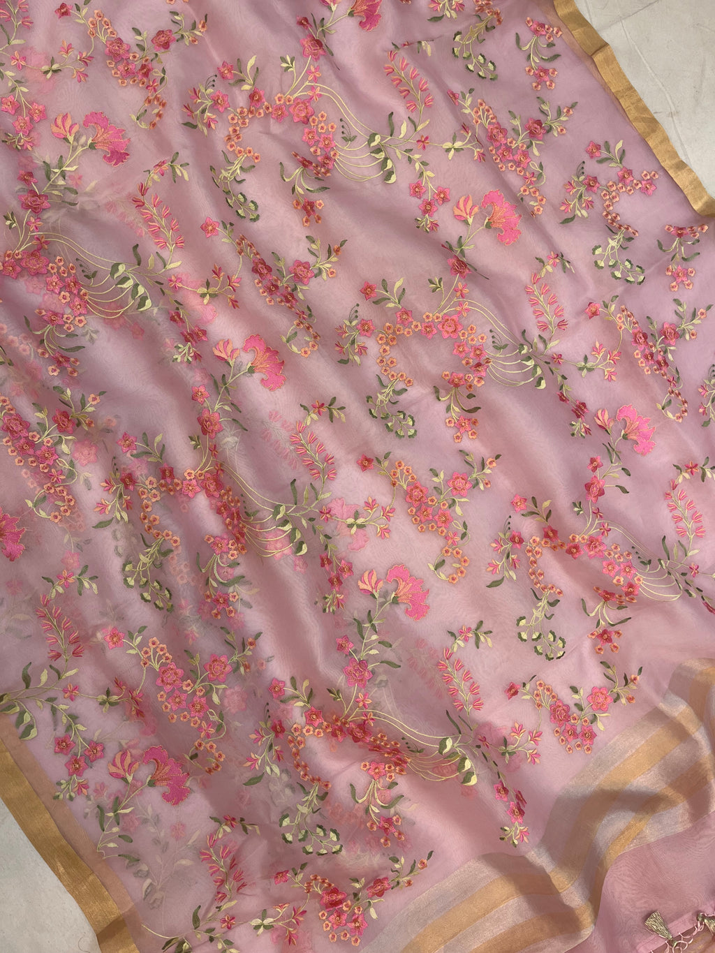 Pure Organza Chikankari Handloom Banarasi Saree