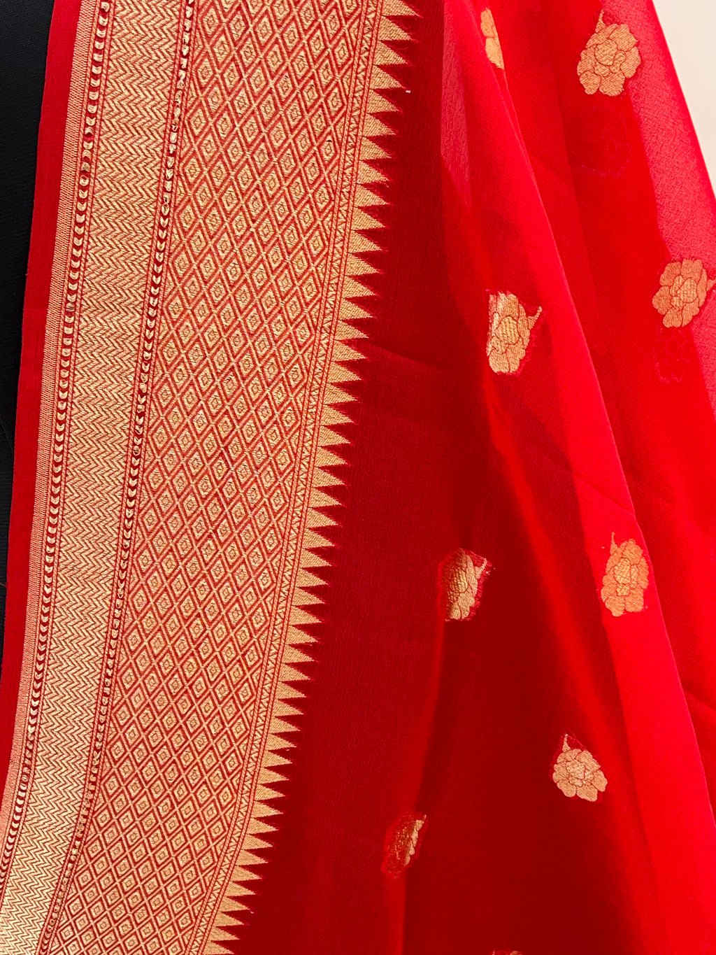 Red Color Pure Chiffon Dupatta