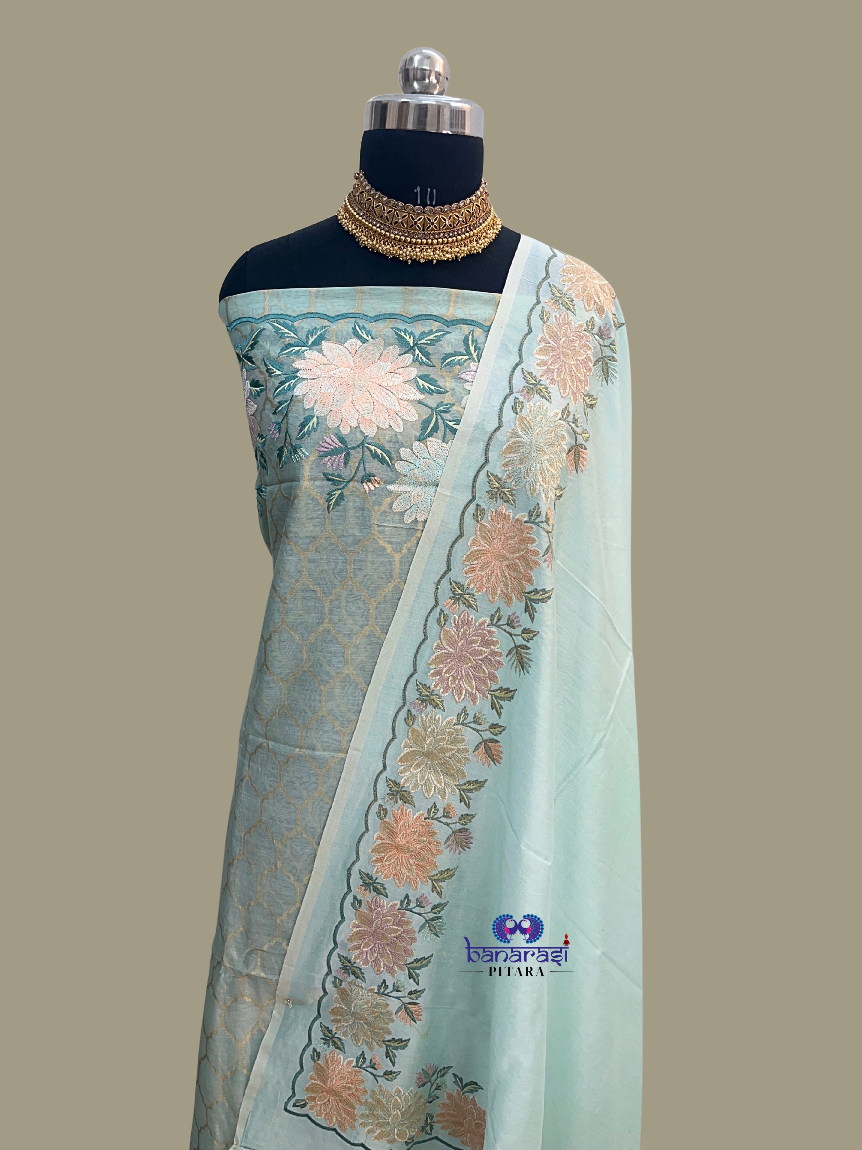 Pure Chanderi Cotton Banarasi Suit Dupatta