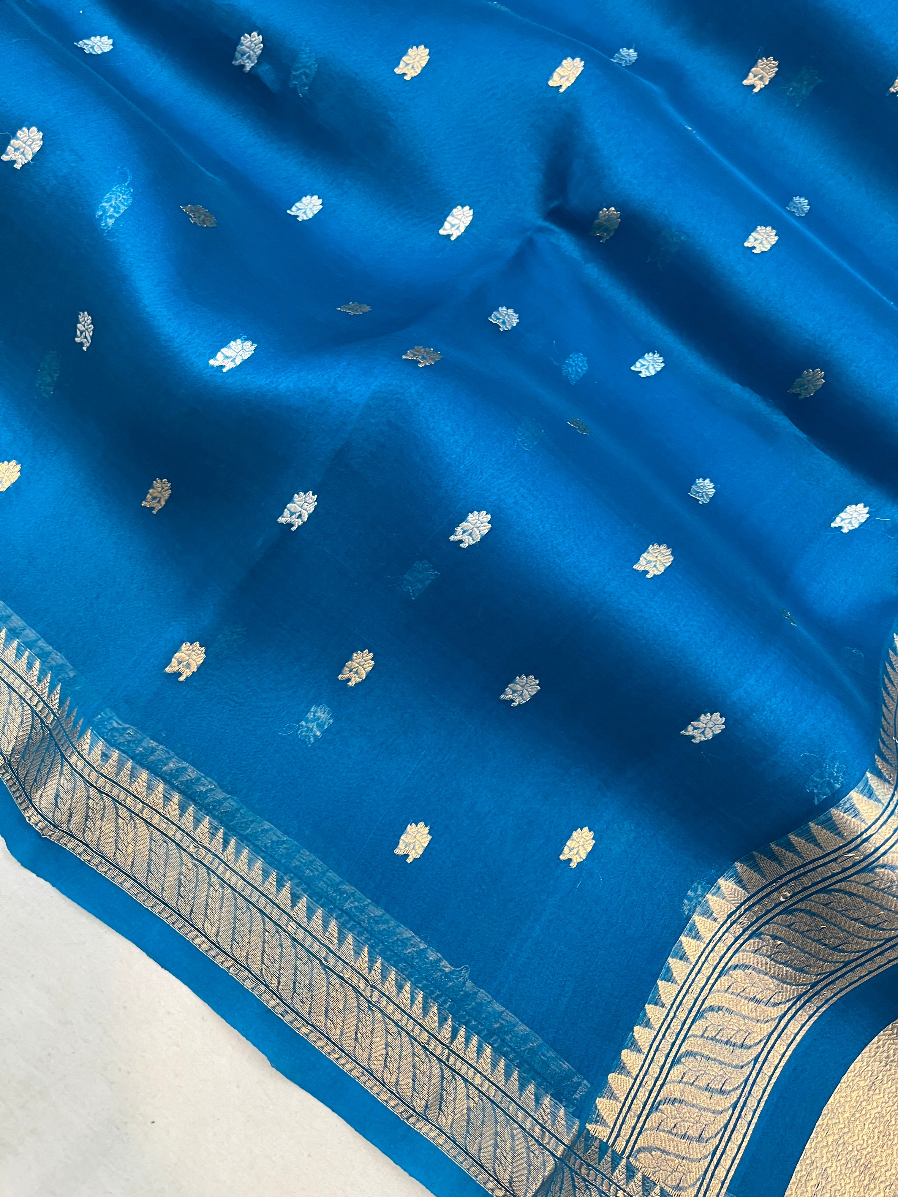 Pure Organza Handloom Banarasi Saree with Sona Rupa Buti