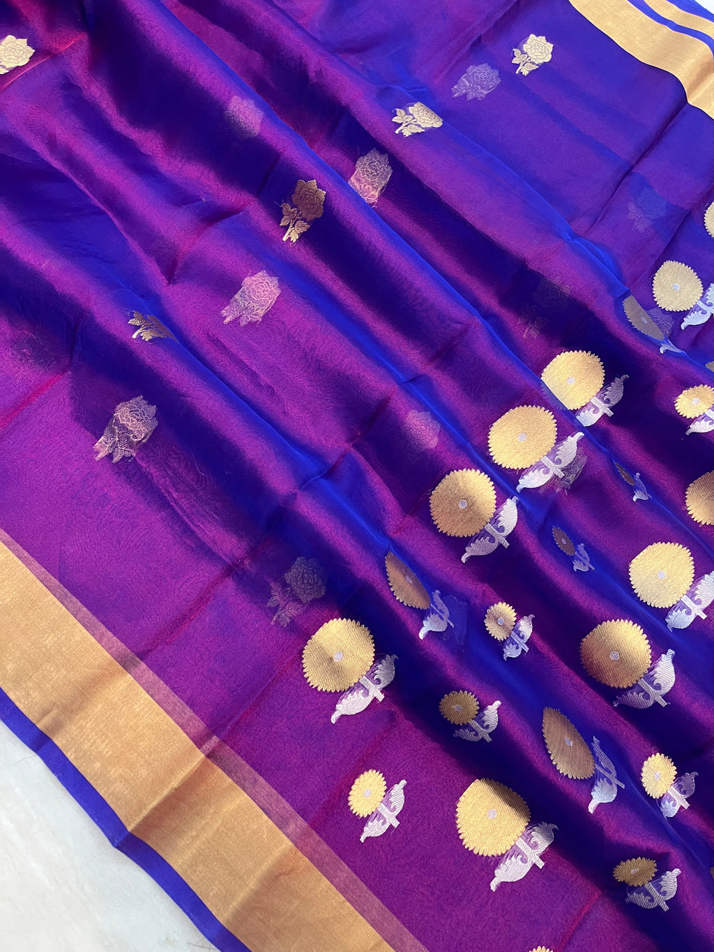 Purple Color Pure Tissue Handloom Banarasi Saree