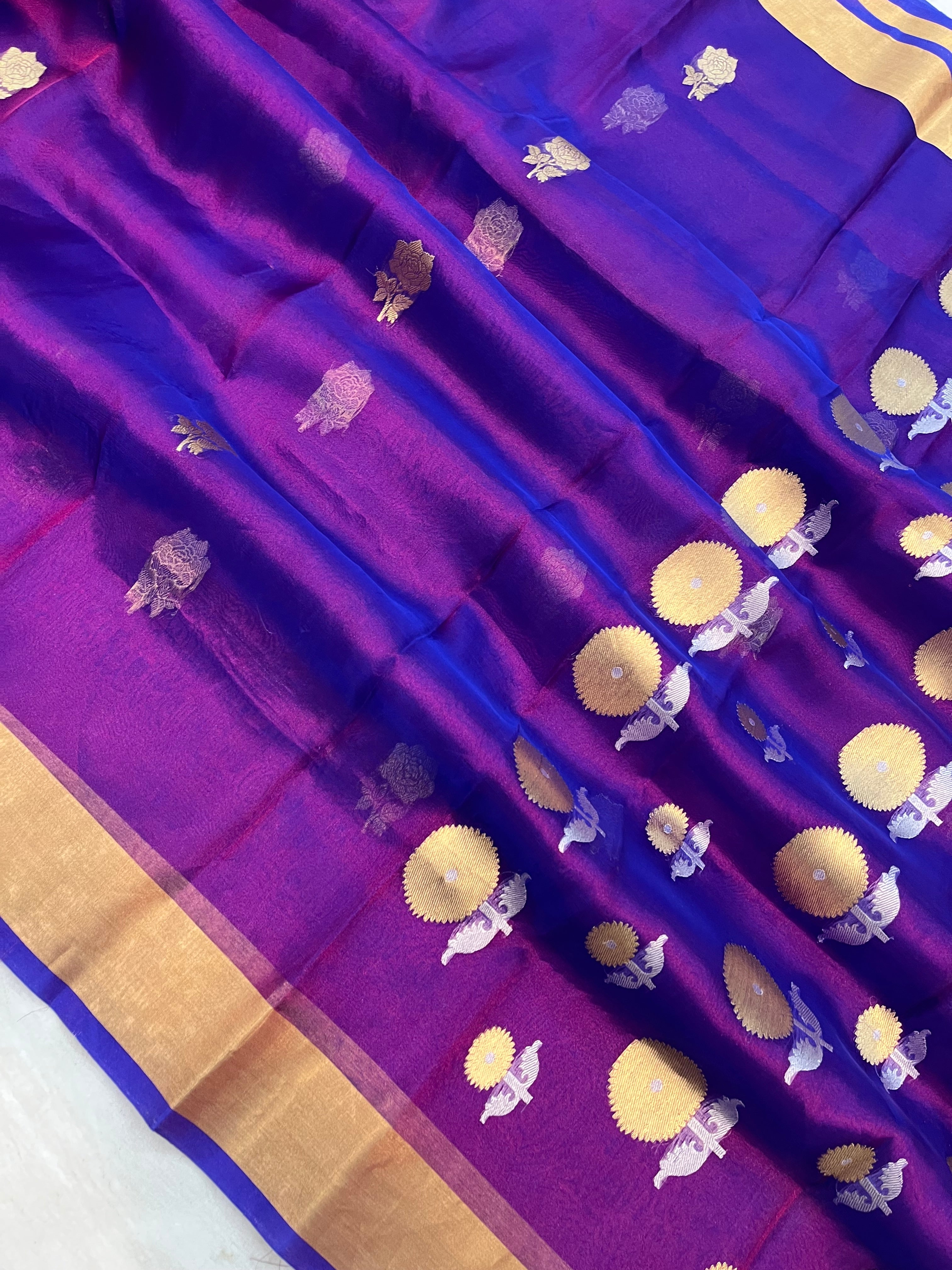 Purple Color Pure Tissue Handloom Banarasi Saree