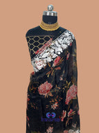 Pure Kora Embroidery with Digital Print Banarasi Saree