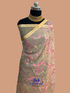 Pure Organza Chikankari Handloom Banarasi Saree