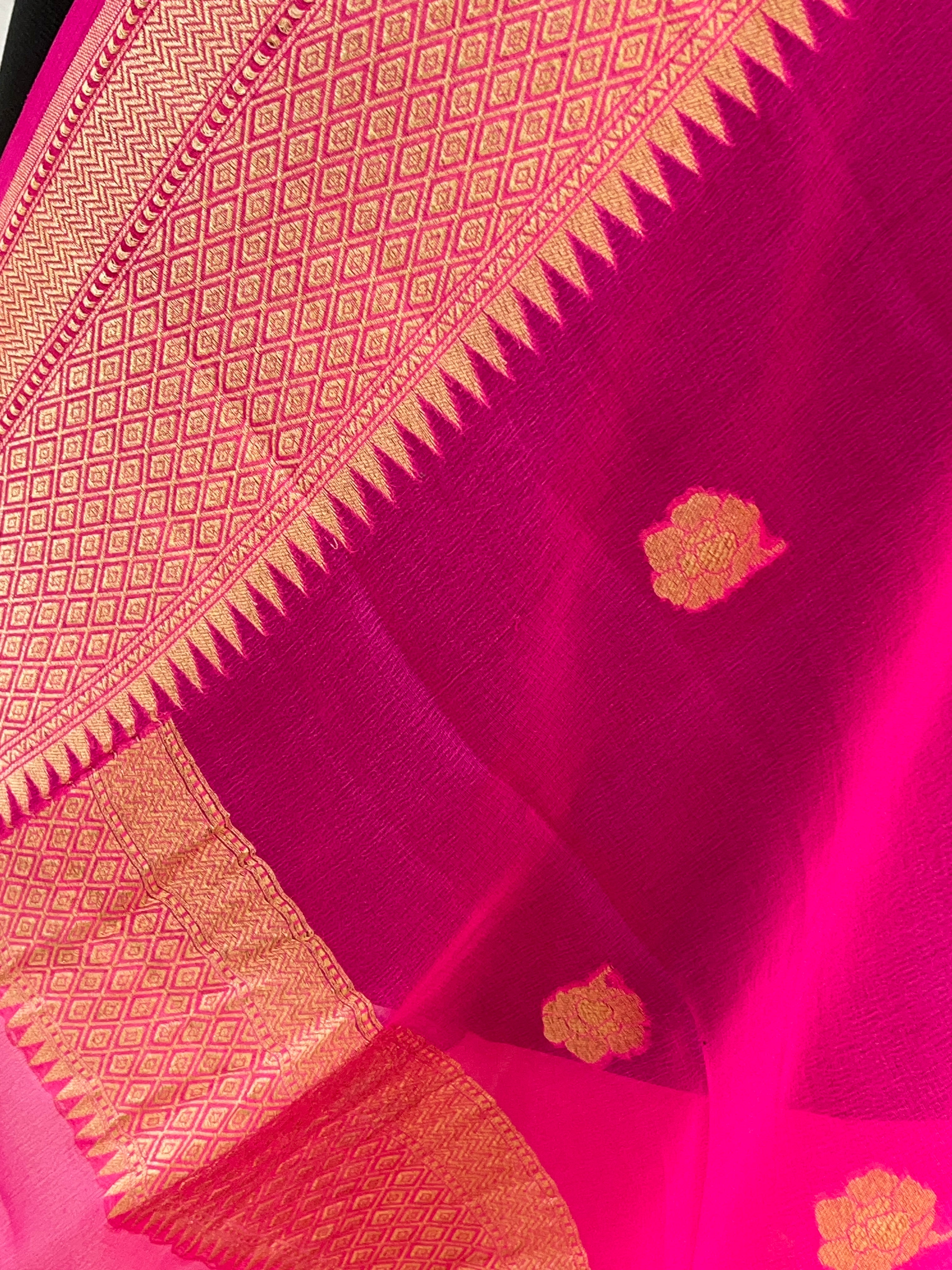 Rani Color Pure Chiffon Banarasi Dupatta