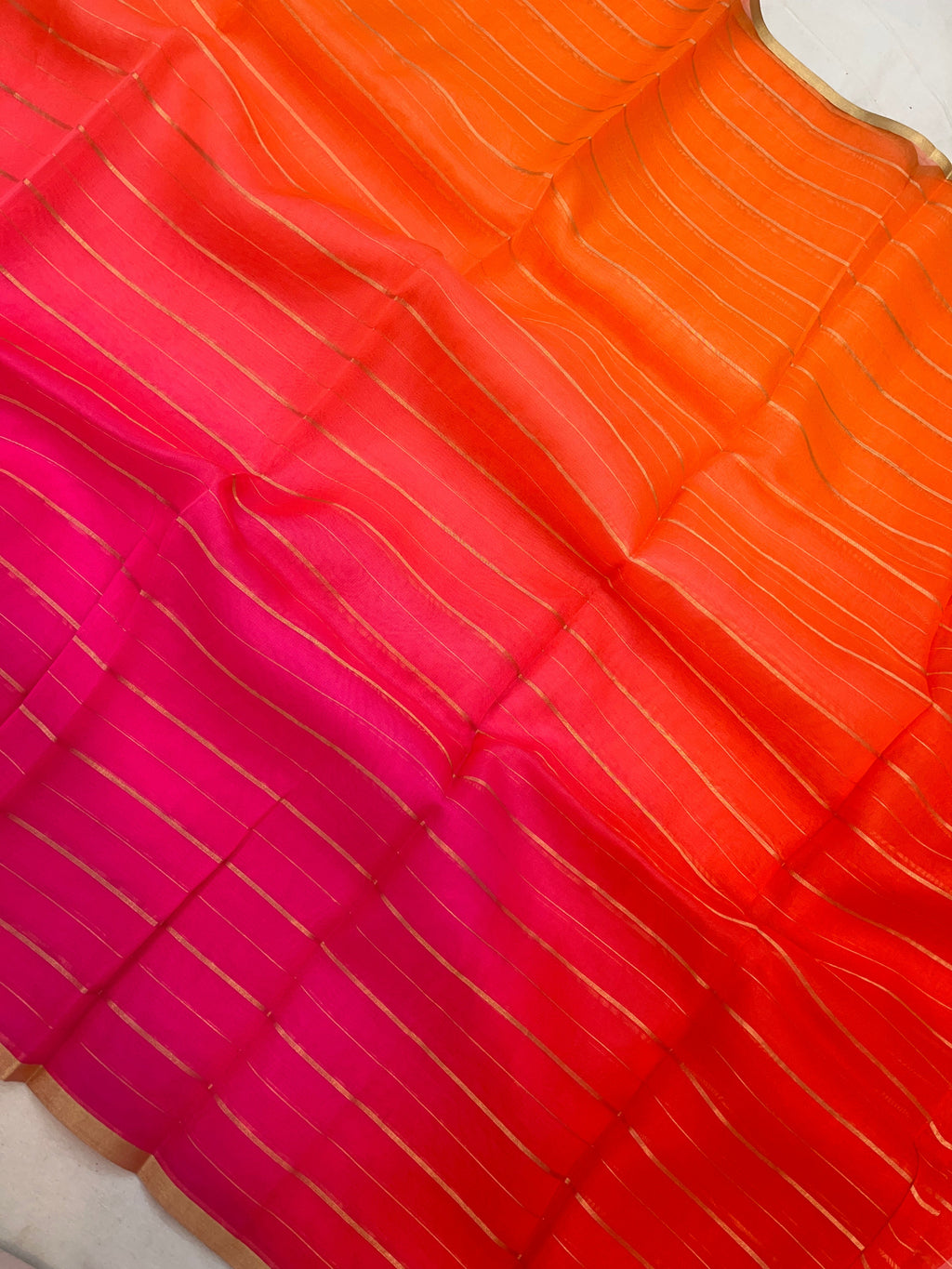Pure Organza Plain Multi Banarasi Saree