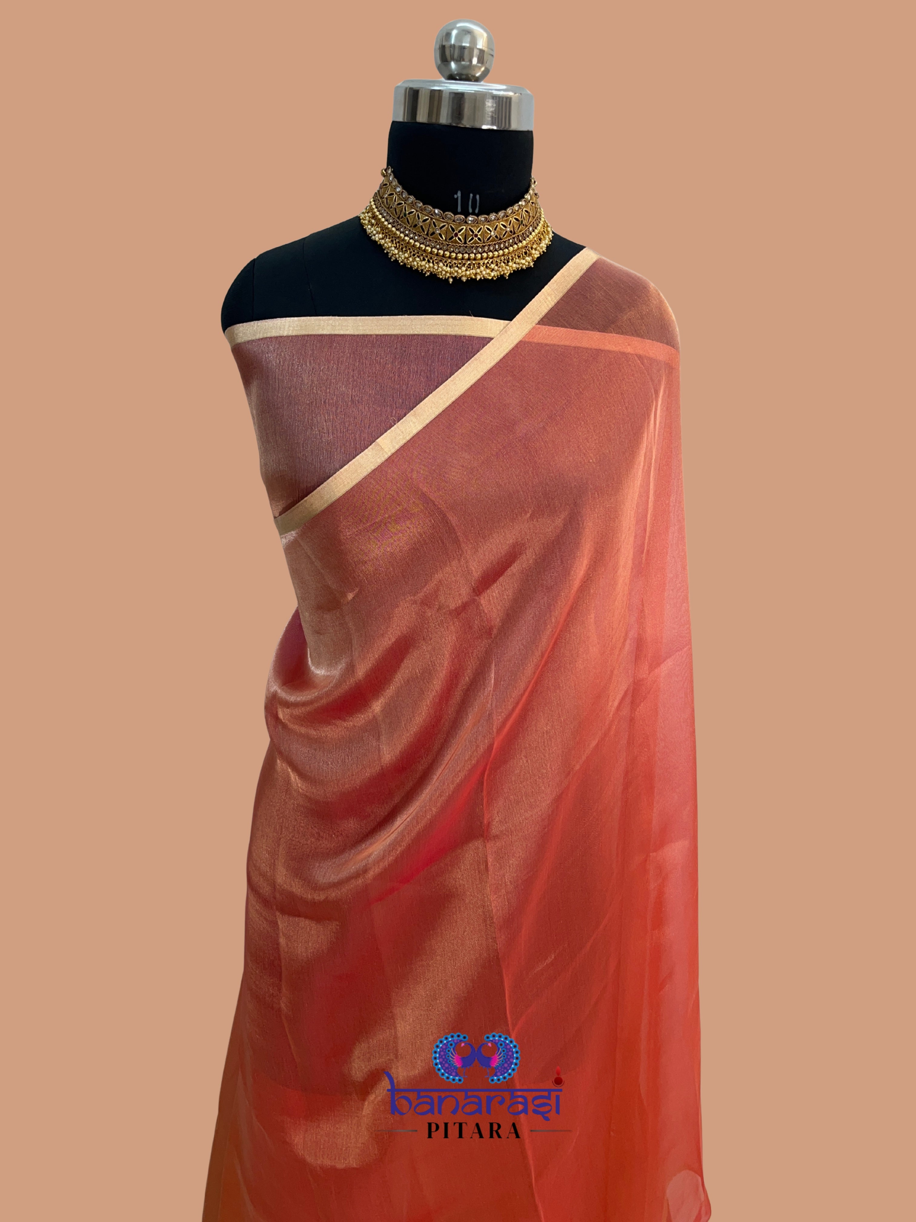 Pure Tissue Plain Multi Banarasi Saree