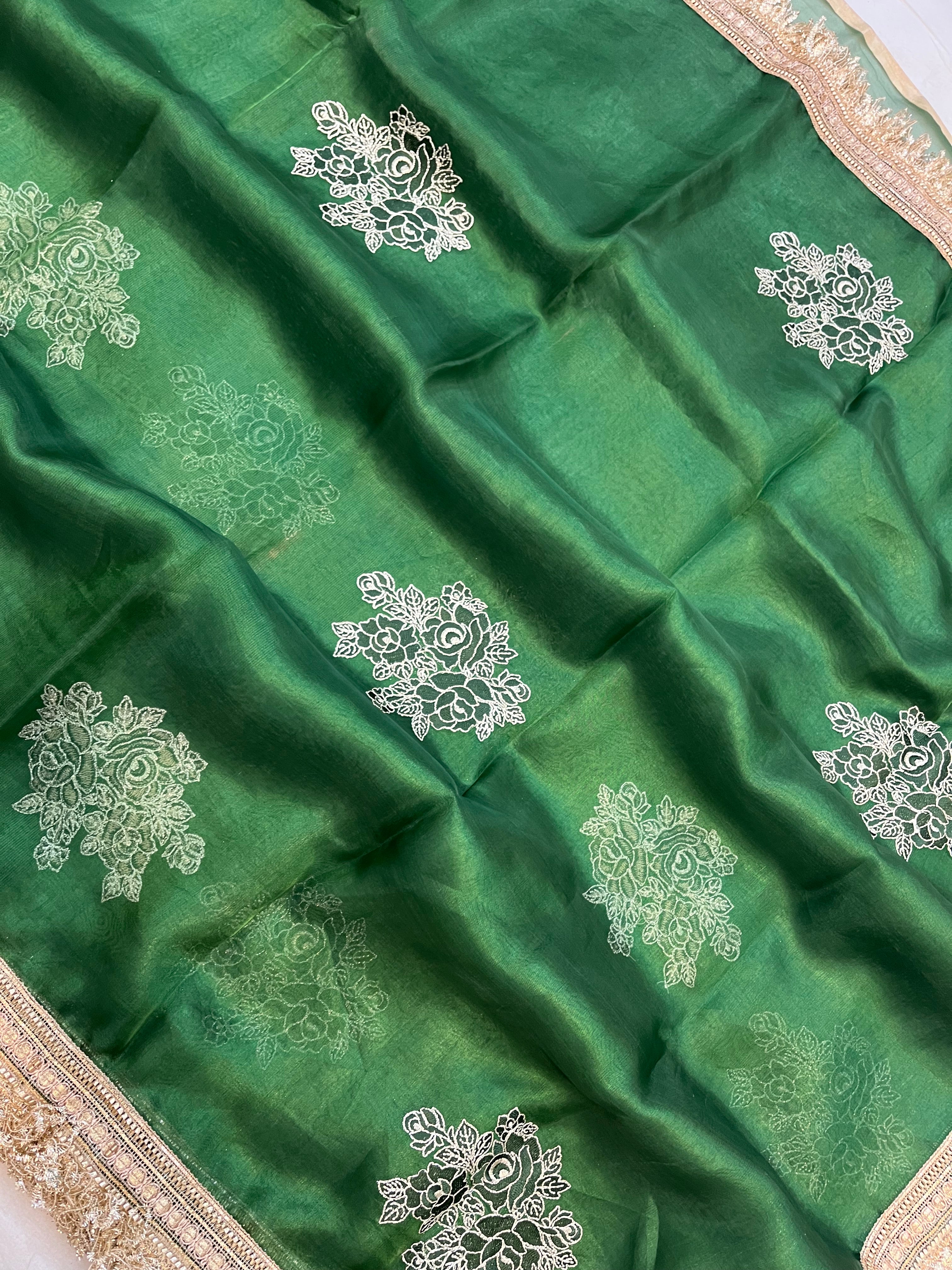 Pure Tissue Silk with Lace Work Banarasi Saree