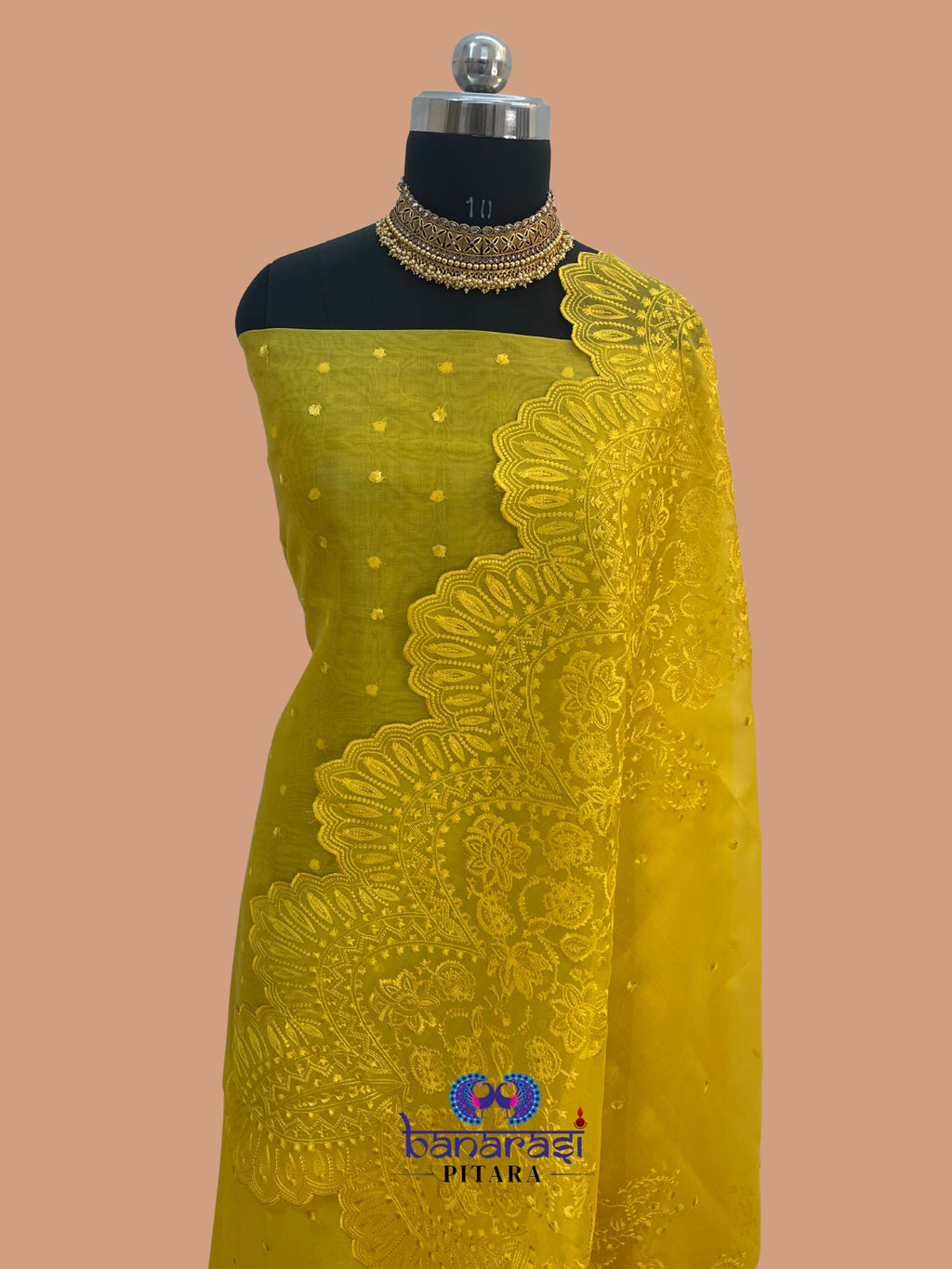 Pure Organza Embroidery work Suit Dupatta