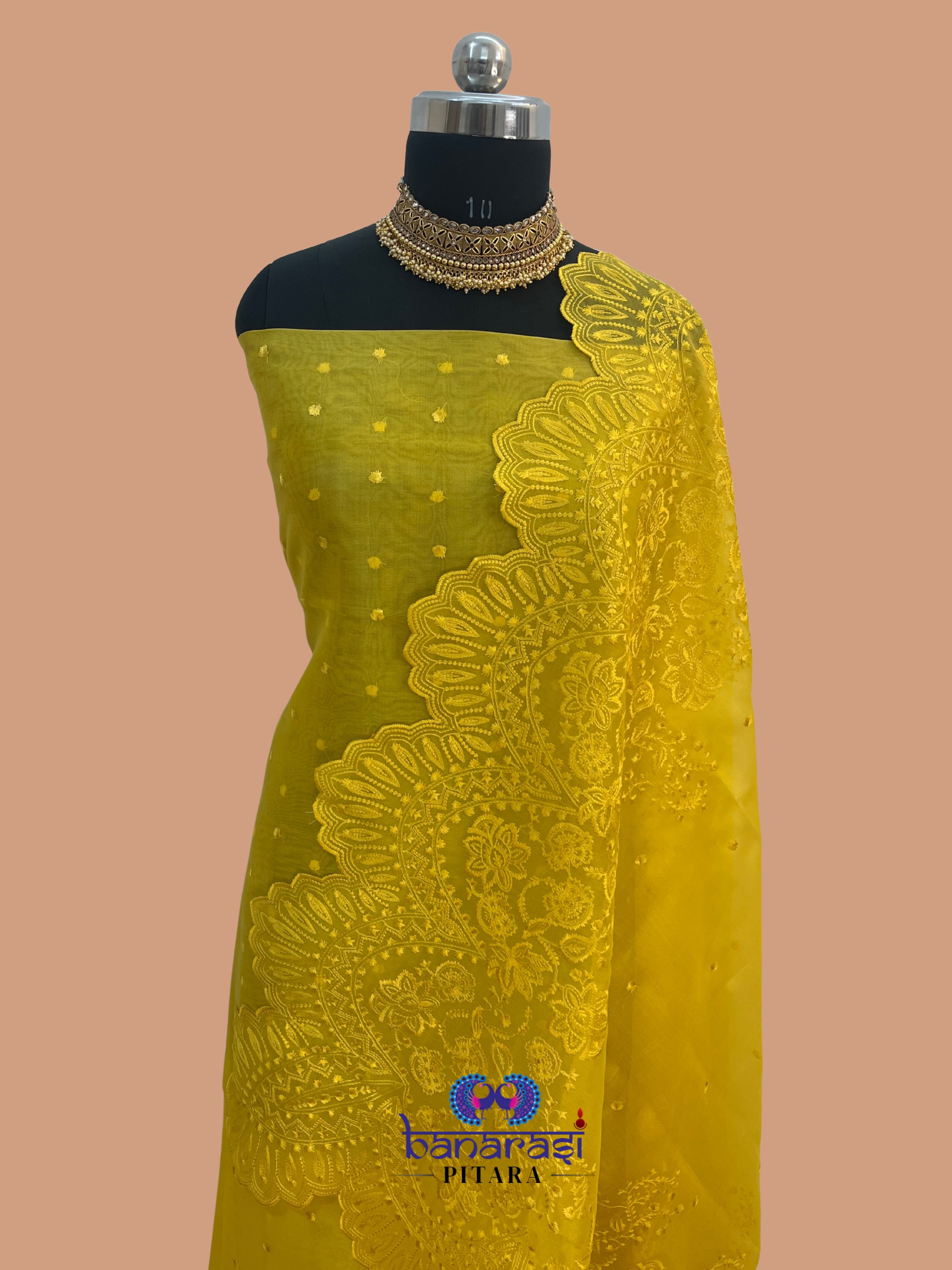 Pure Organza Embroidery work Suit Dupatta