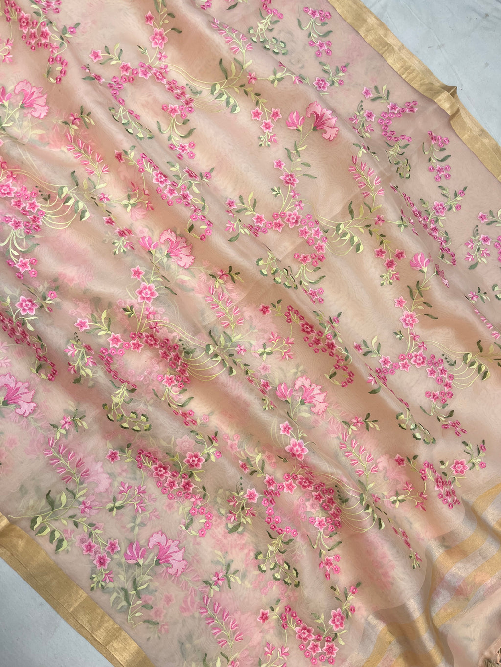 Pure Organza Chikankari Handloom Banarasi Saree