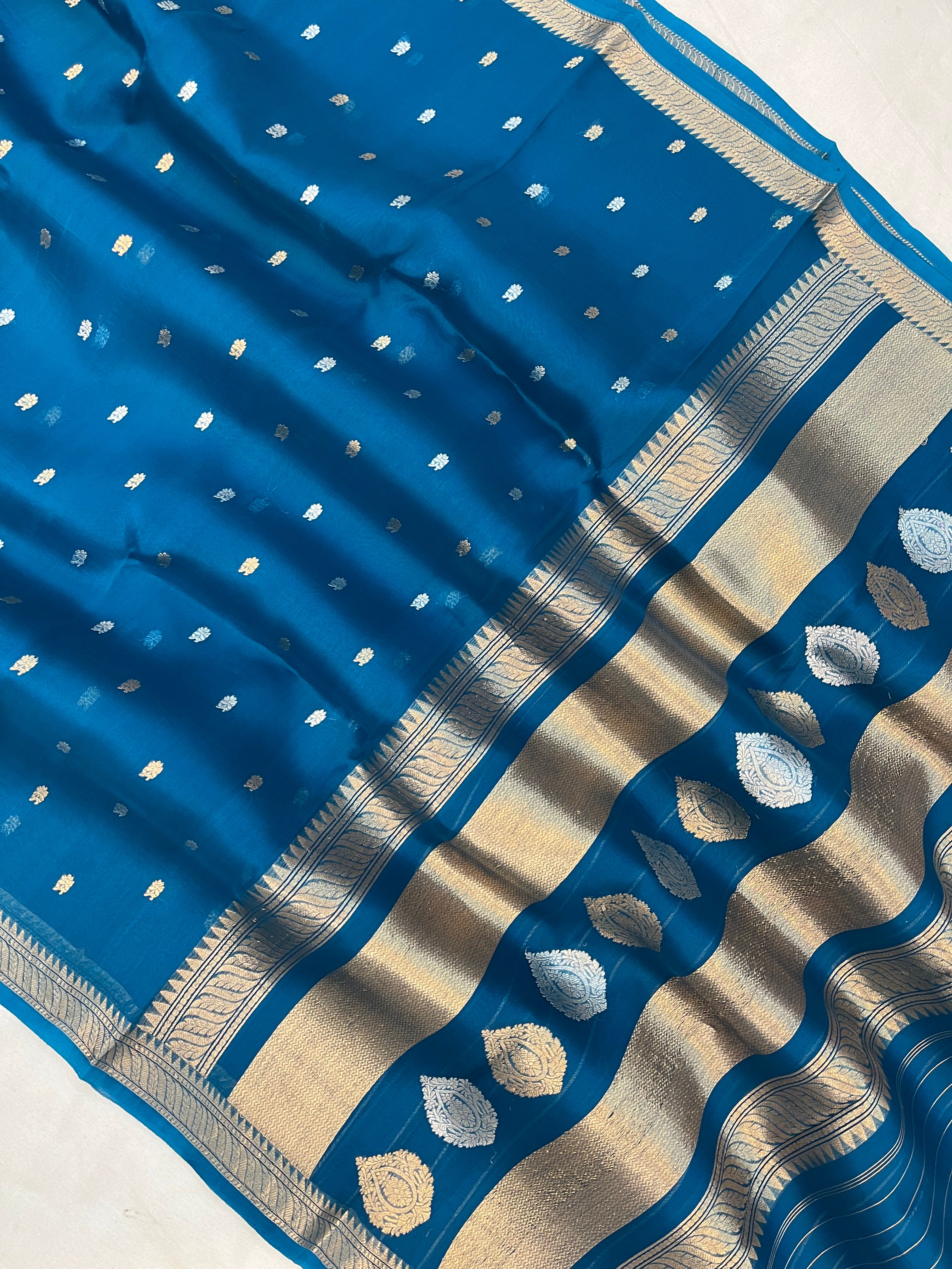 Pure Organza Handloom Banarasi Saree with Sona Rupa Buti