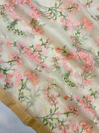 Pure Organza Chikankari Handloom Banarasi Saree