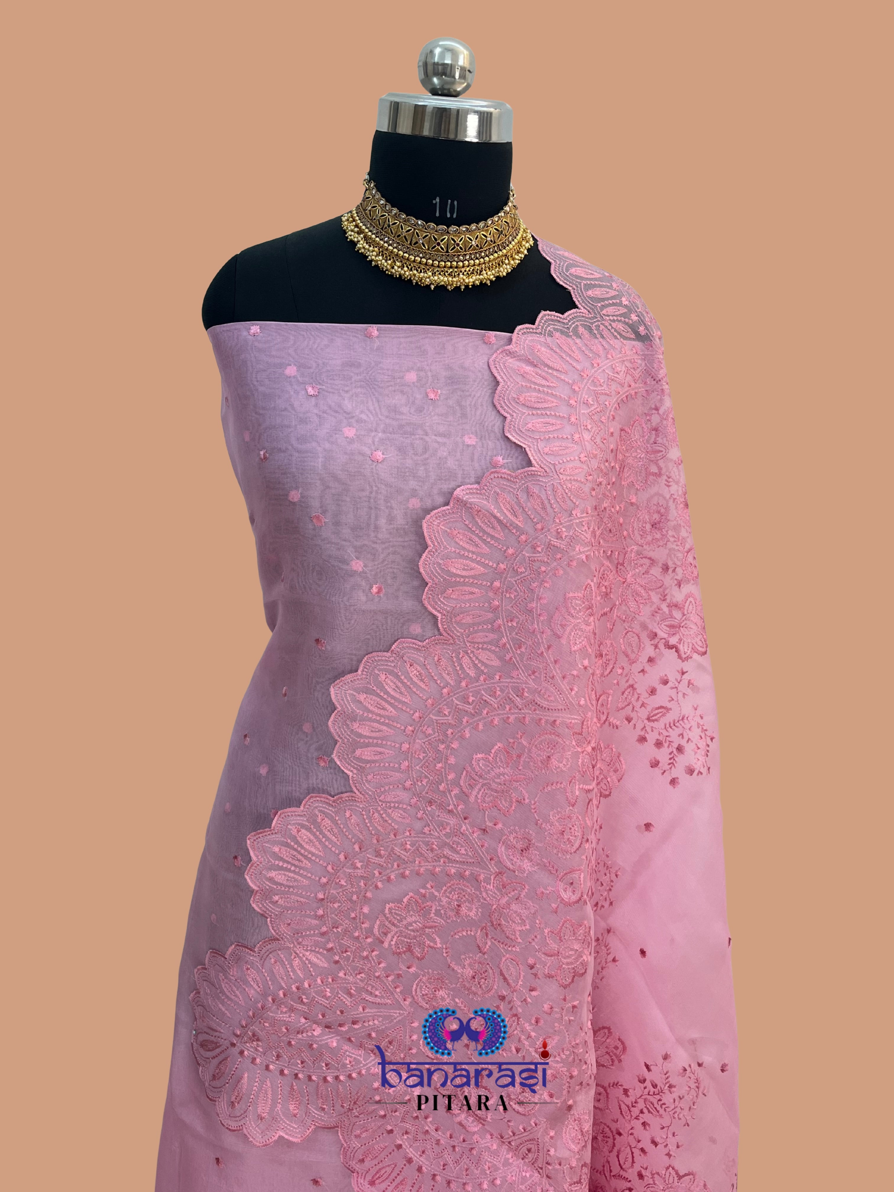 Pure Organza Embroidery work Suit Dupatta