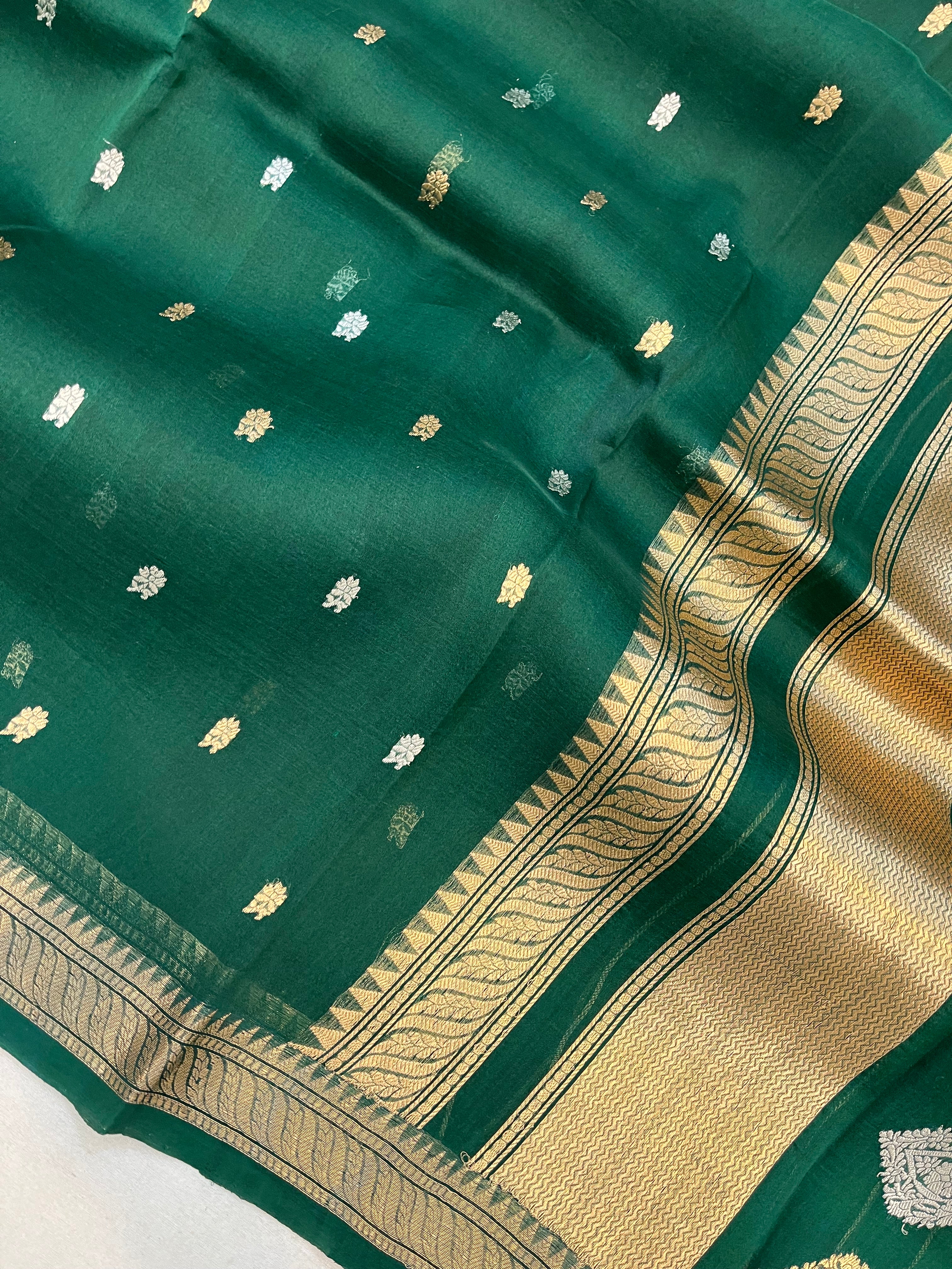 Pure Organza Handloom Banarasi Saree with Sona Rupa Buti