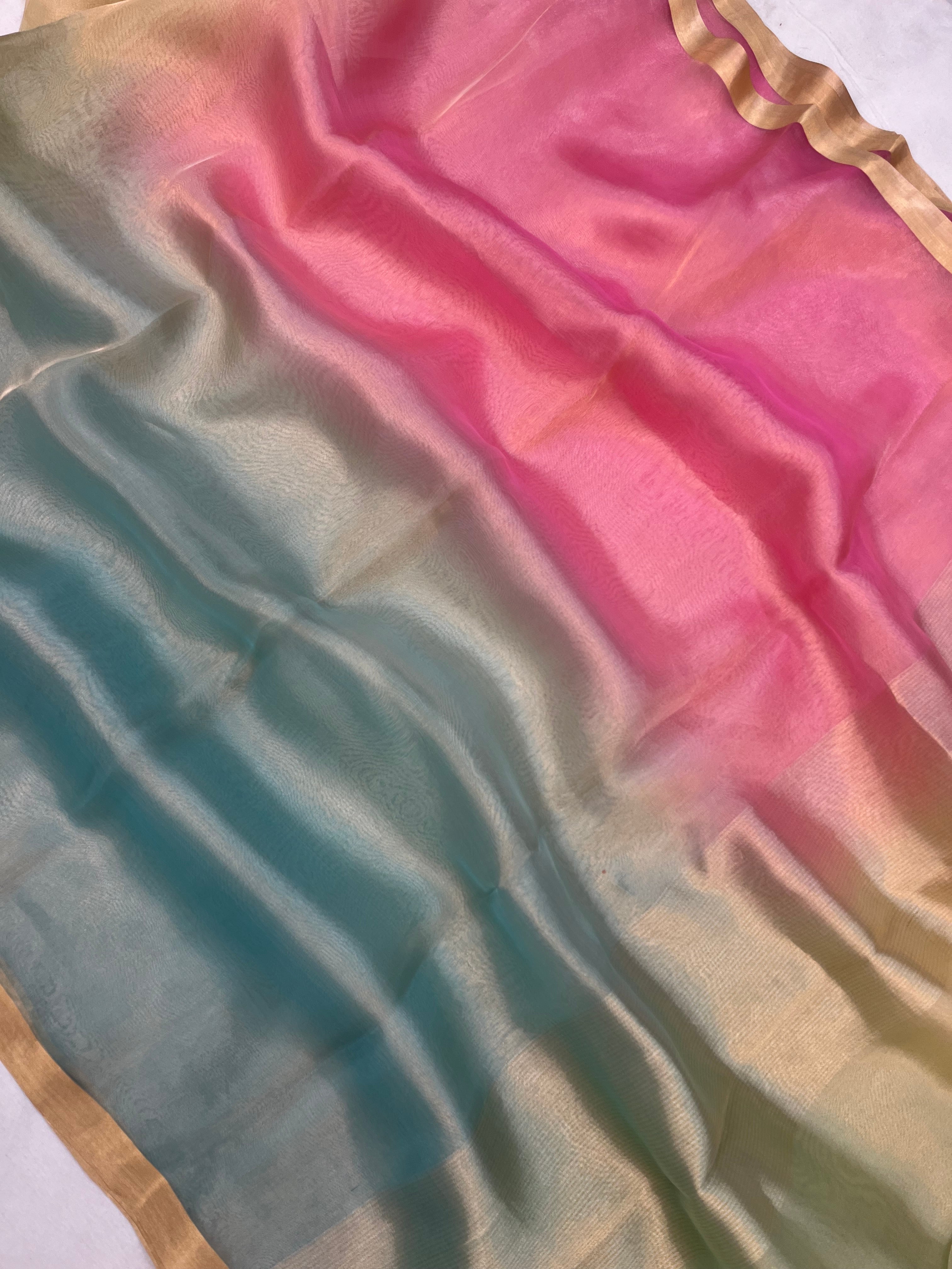 Pure Tissue Plain Multi Banarasi Saree