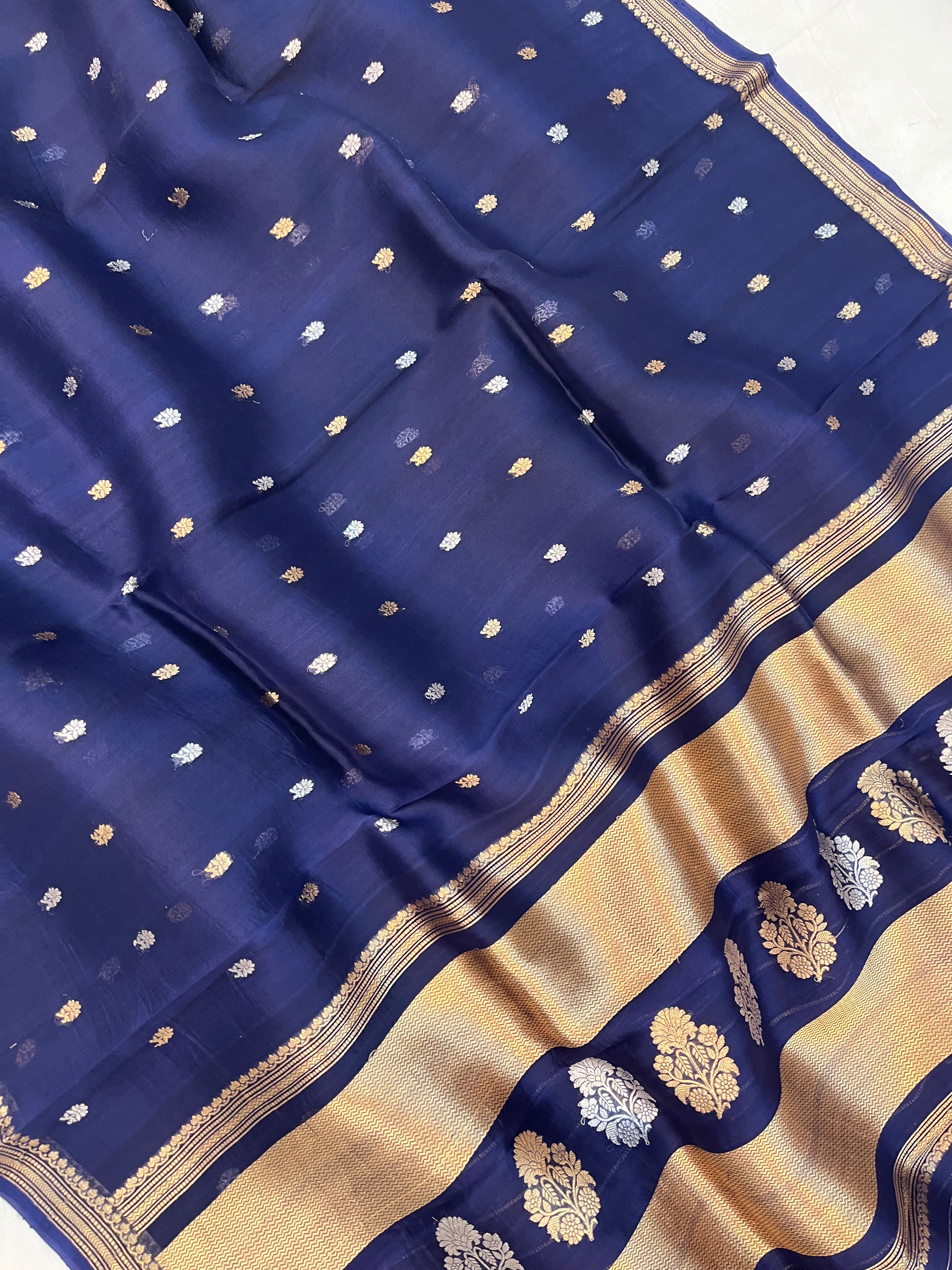 Pure Organza Handloom Banarasi Saree with Sona Rupa Buti