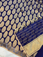 Navy Blue Pure Tissue Silk Handloom Banarasi Saree