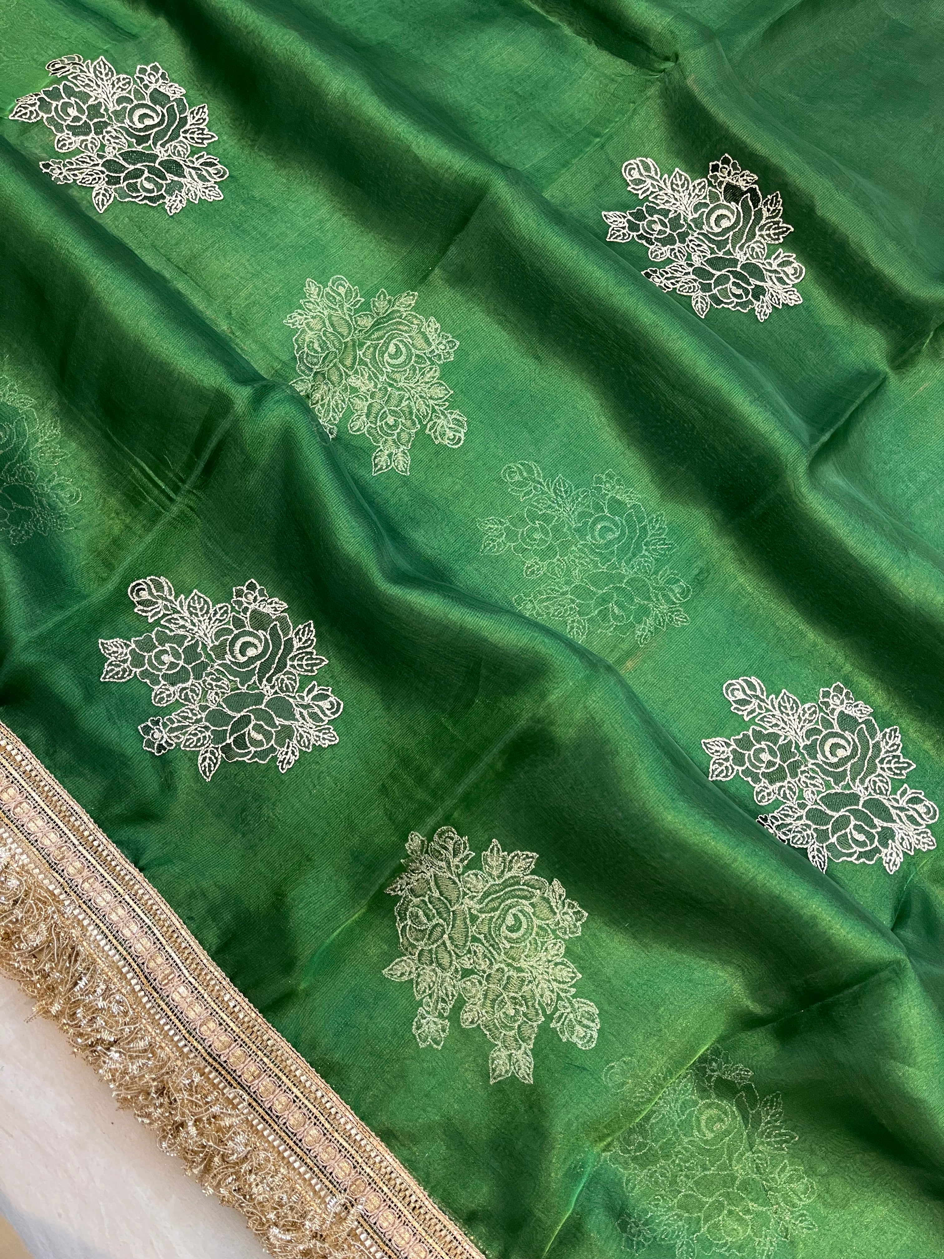 Pure Tissue Silk with Lace Work Banarasi Saree