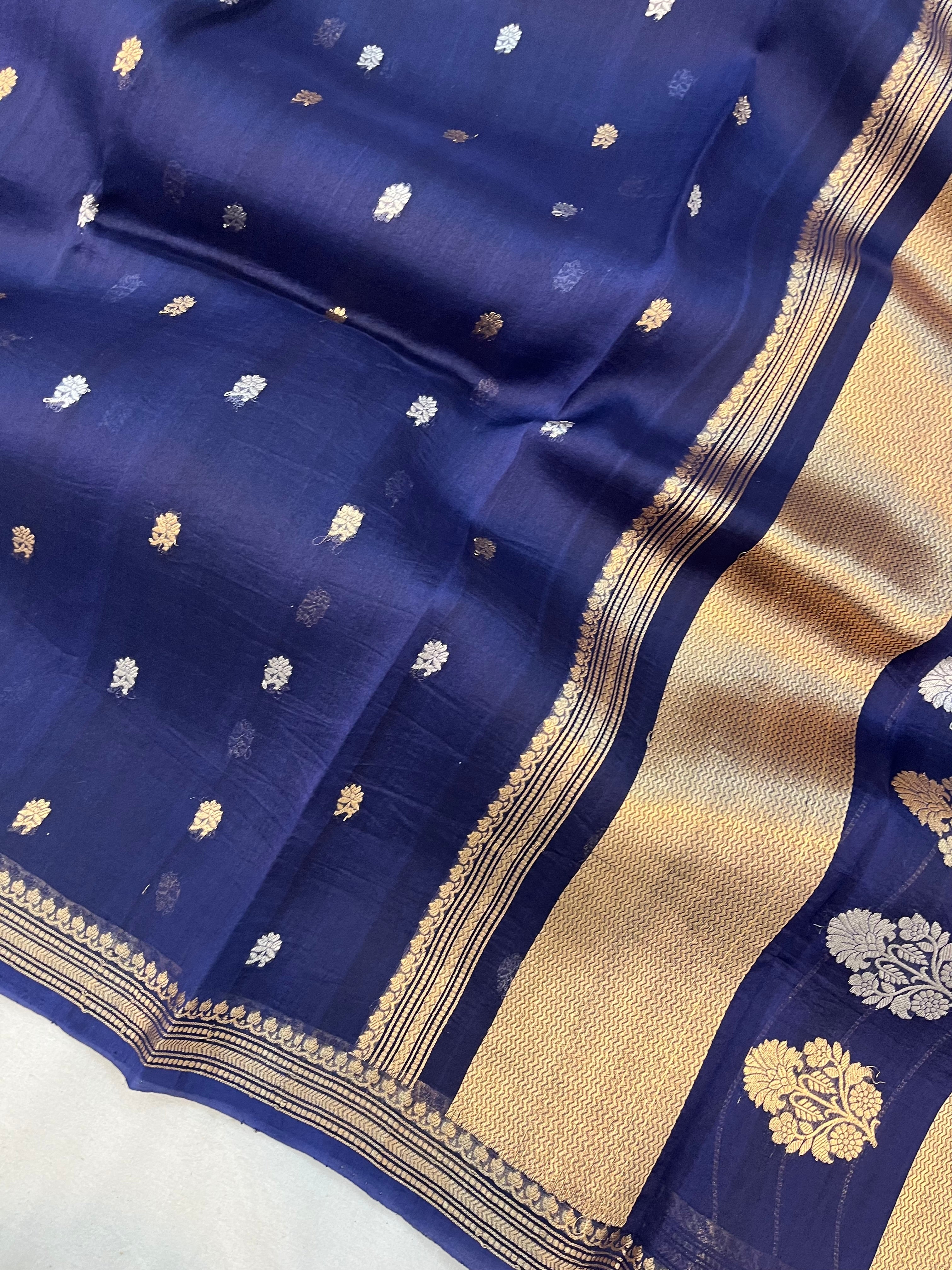 Pure Organza Handloom Banarasi Saree with Sona Rupa Buti