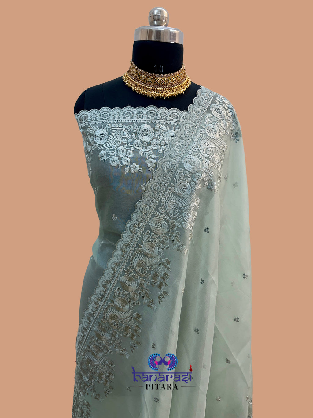 Pure Organza Embroidery Banarasi Suit Dupatta