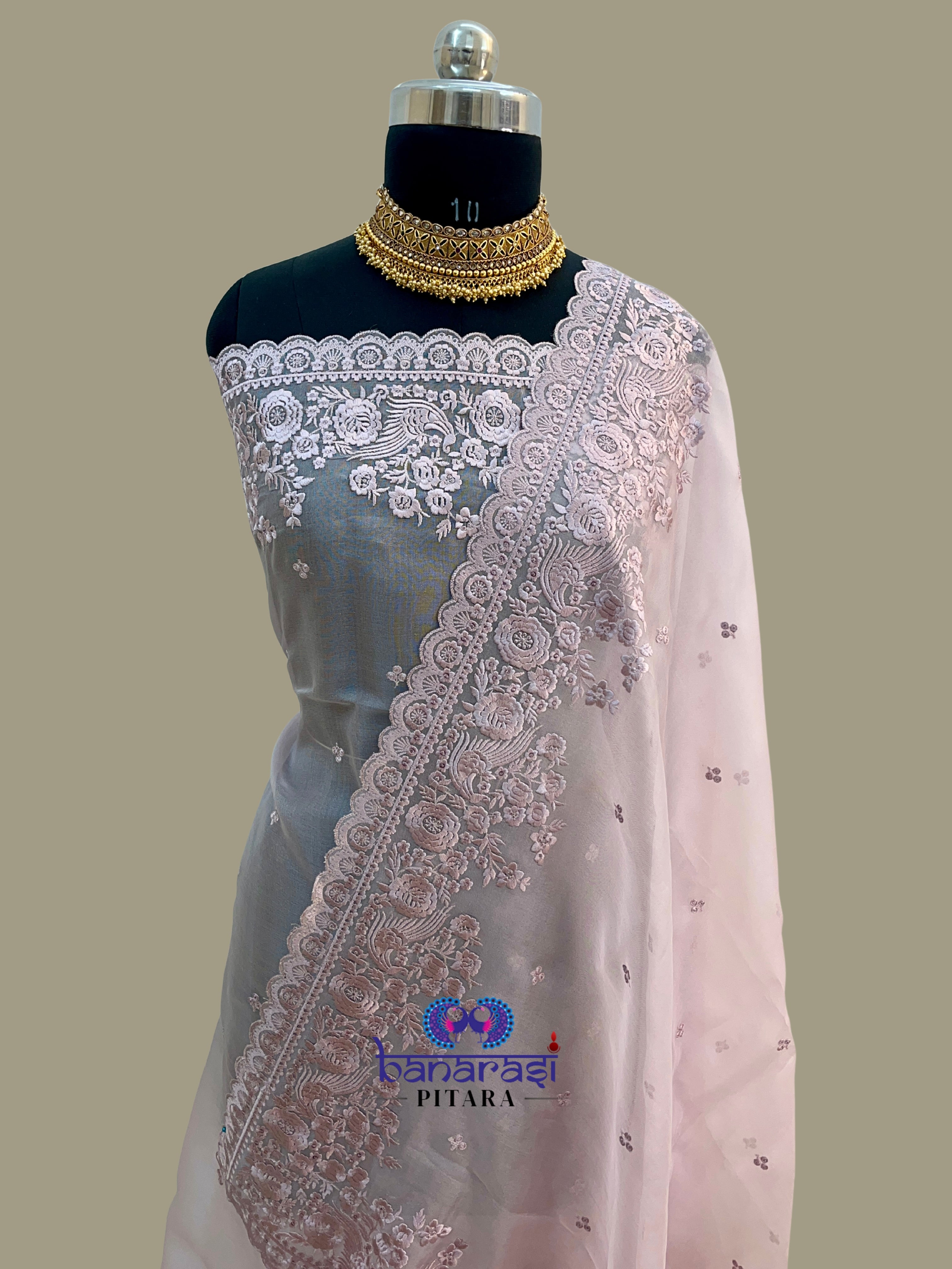 Pure Organza Embroidery Banarasi Suit Dupatta