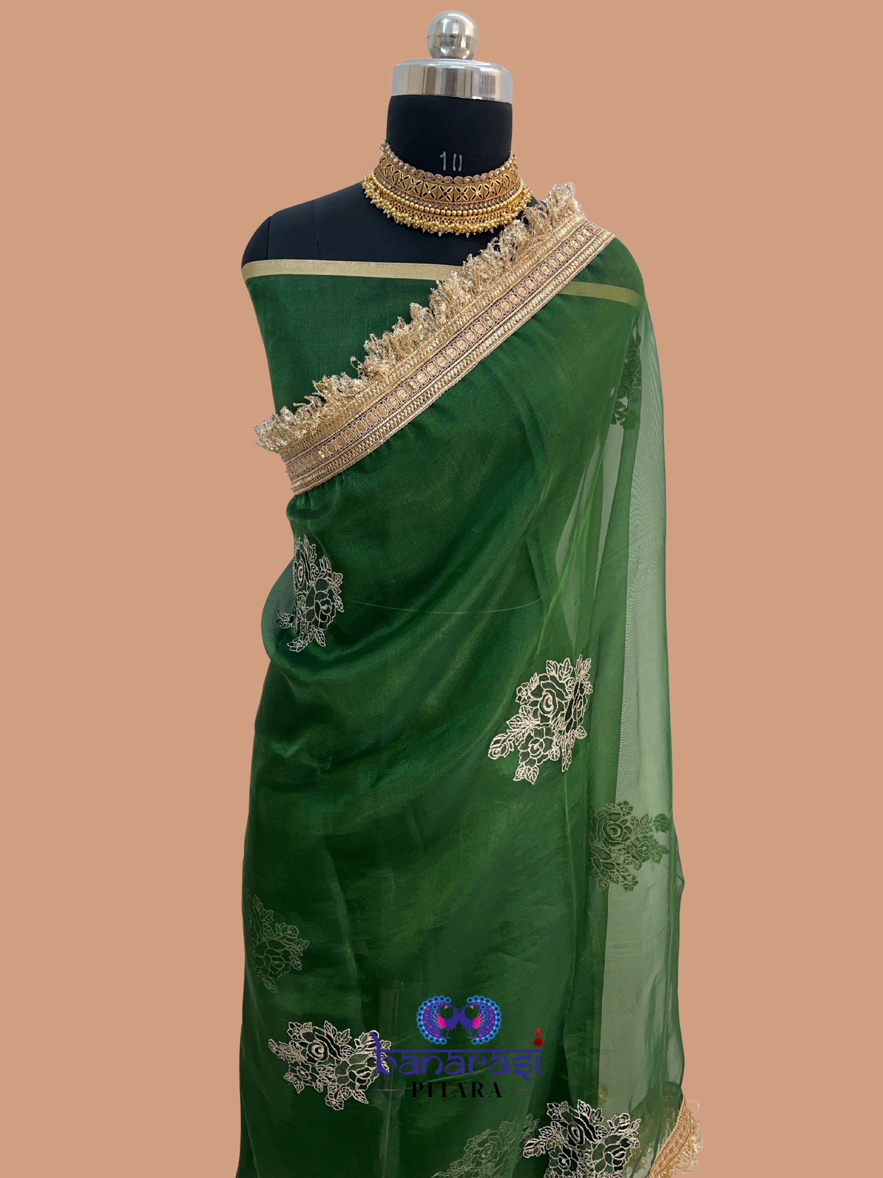 Pure Tissue Silk with Lace Work Banarasi Saree